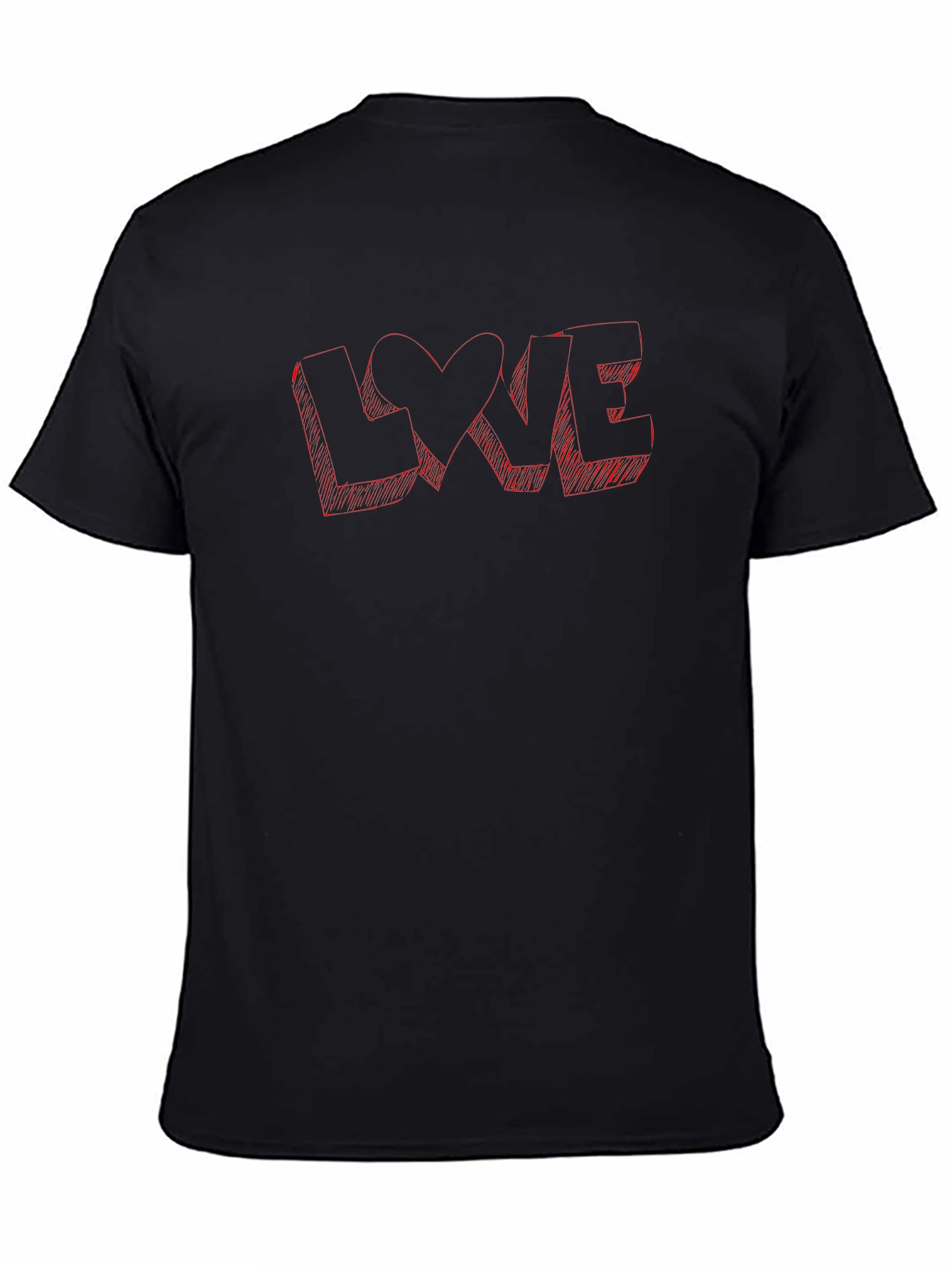 Love Sketch Graphic Black T-Shirt