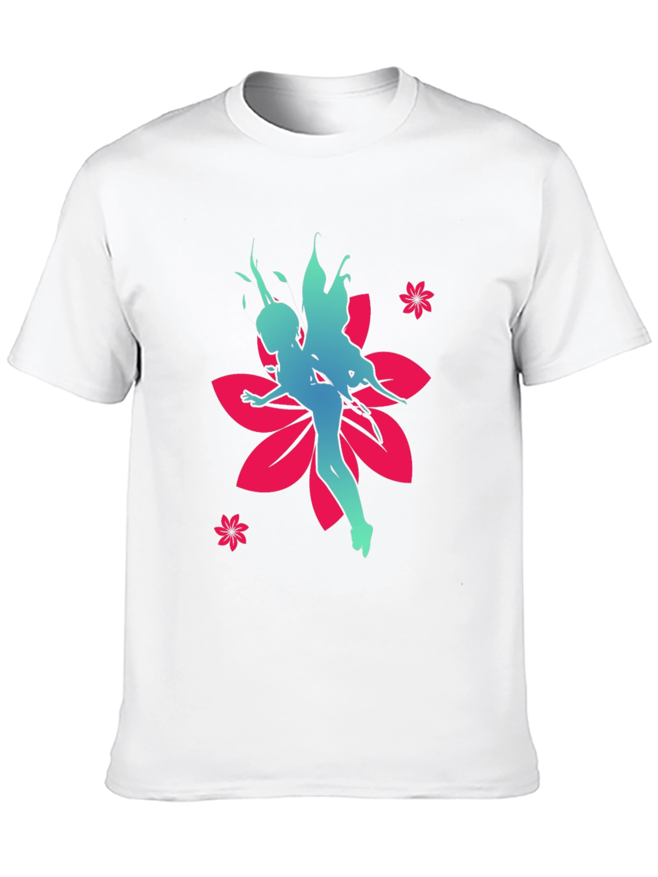 Fairy Flower Graphic Tee - Stylish Black Cotton T-Shirt