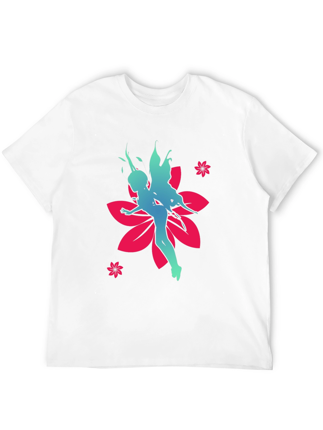 Fairy Flower Graphic Tee - Stylish Black Cotton T-Shirt