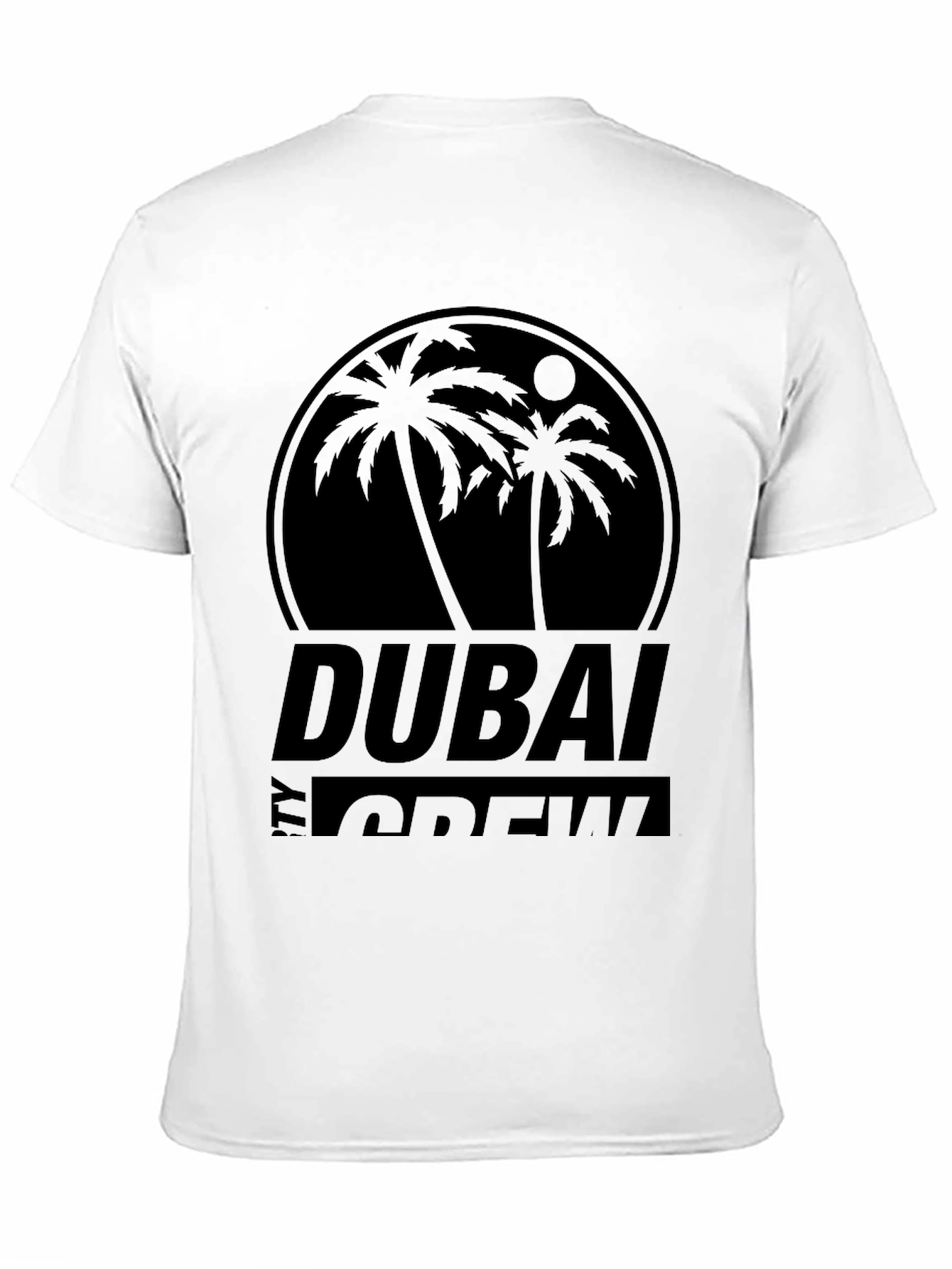 Dubai Crew Black Graphic Tee - Tropical Palm Design