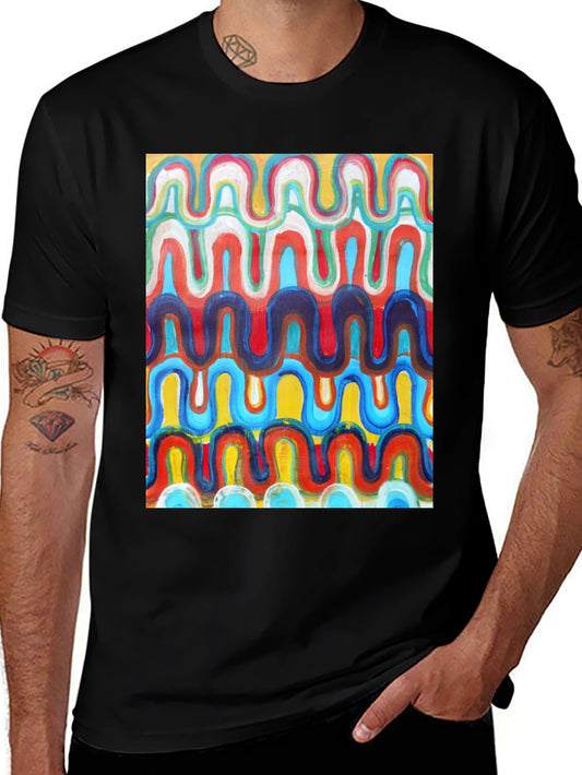 Colorful Retro Wave Pattern Graphic Tee