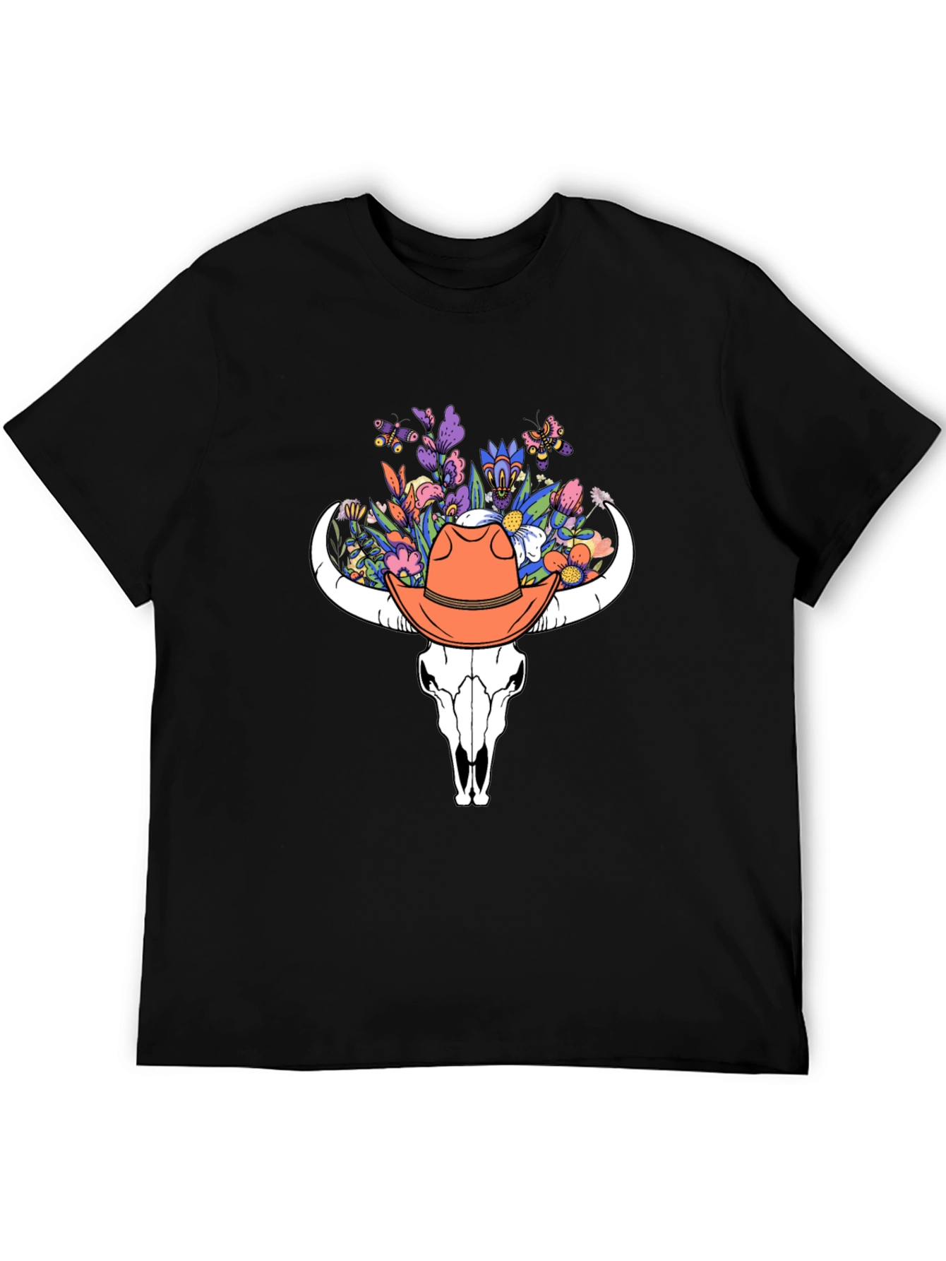 Floral Bull Skull Tee - Western Style