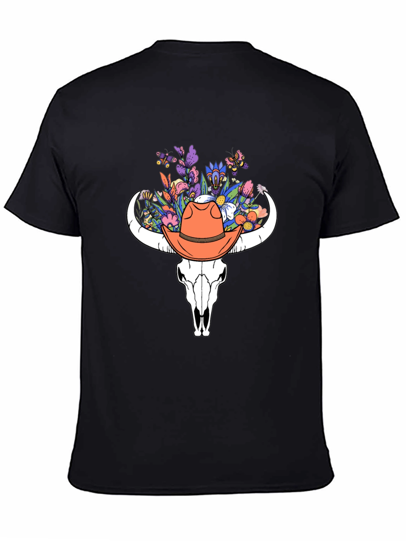 Floral Bull Skull Tee - Western Style
