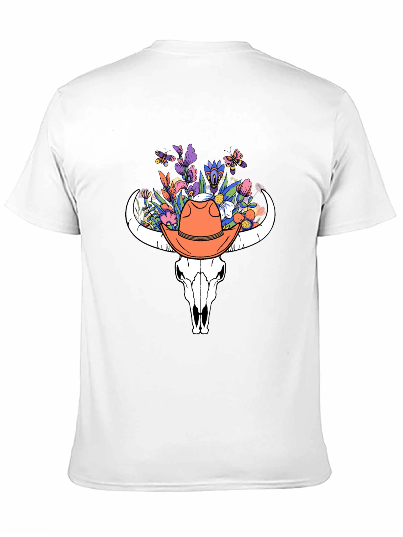 Floral Bull Skull Tee - Western Style