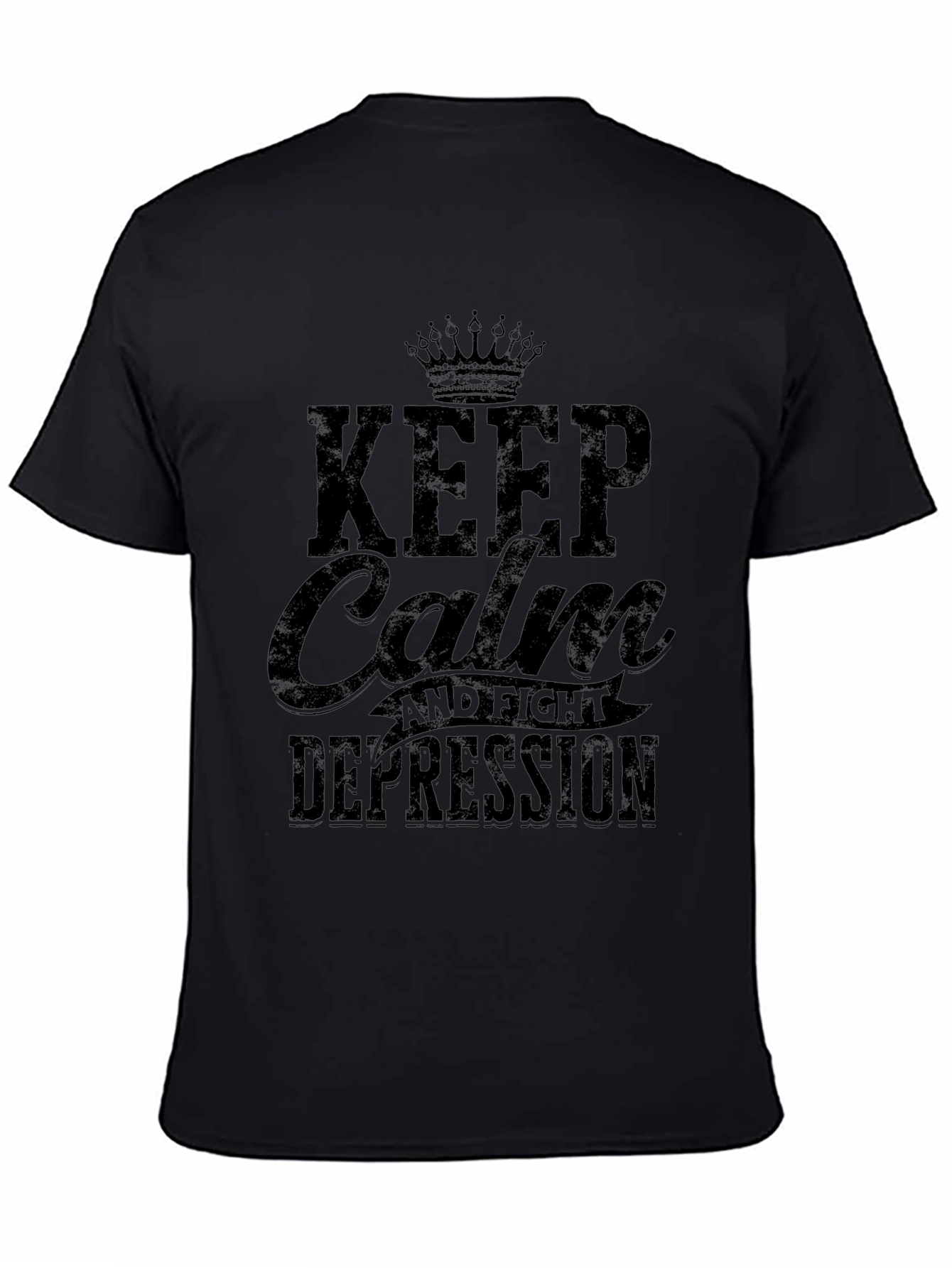 Keep Calm and Fight Depression Black Graphic Tee