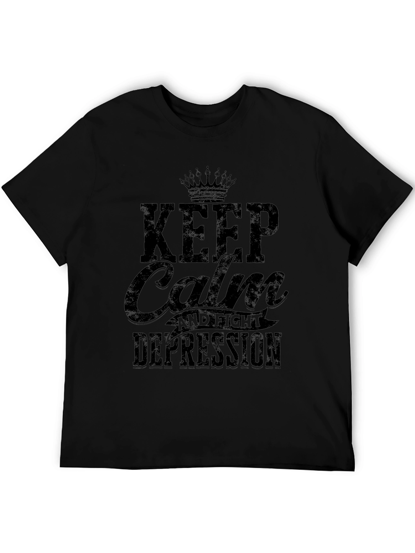 Keep Calm and Fight Depression Black Graphic Tee