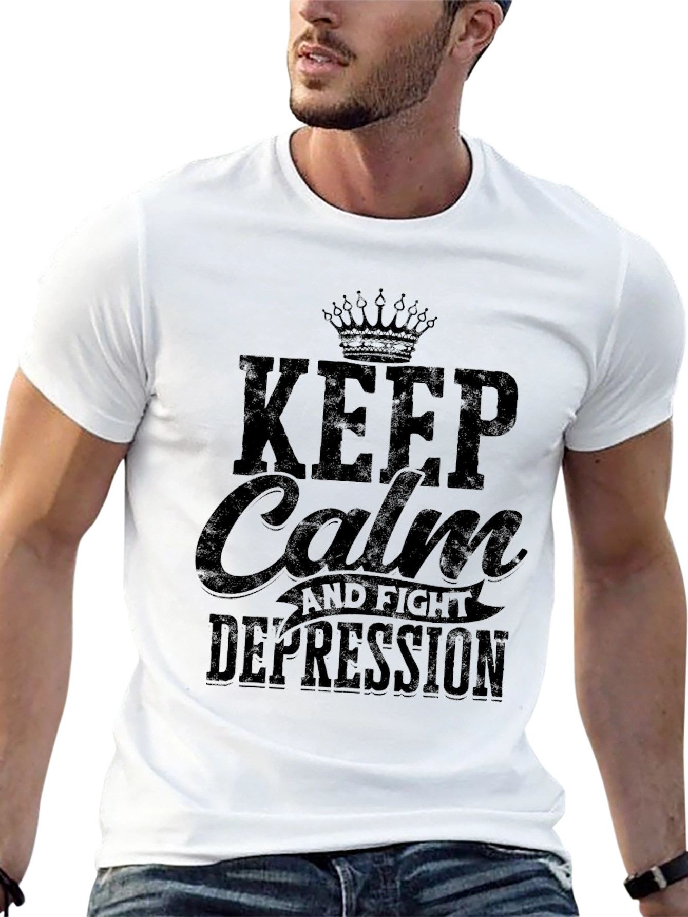 Keep Calm and Fight Depression Black Graphic Tee