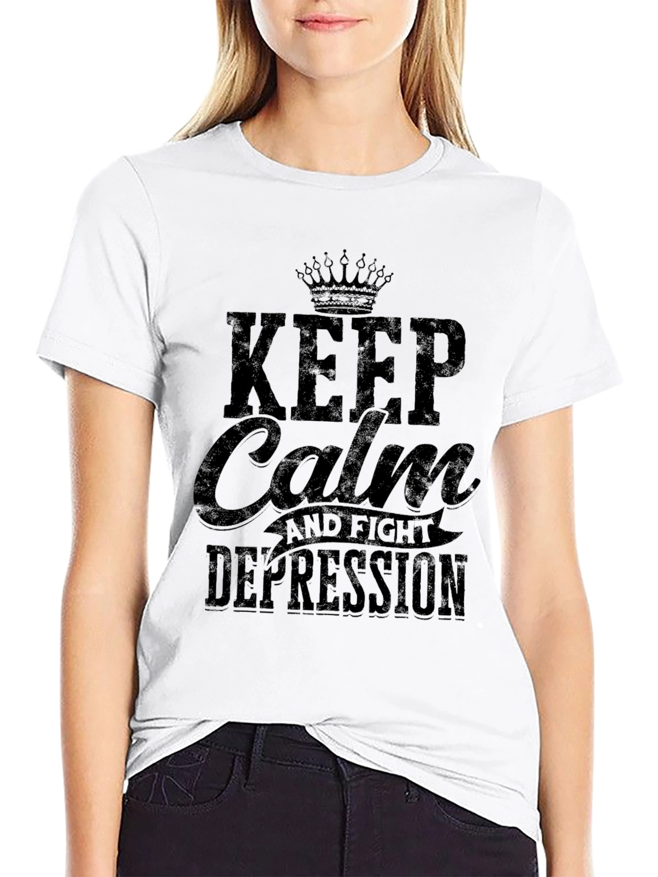 Keep Calm and Fight Depression Black Graphic Tee
