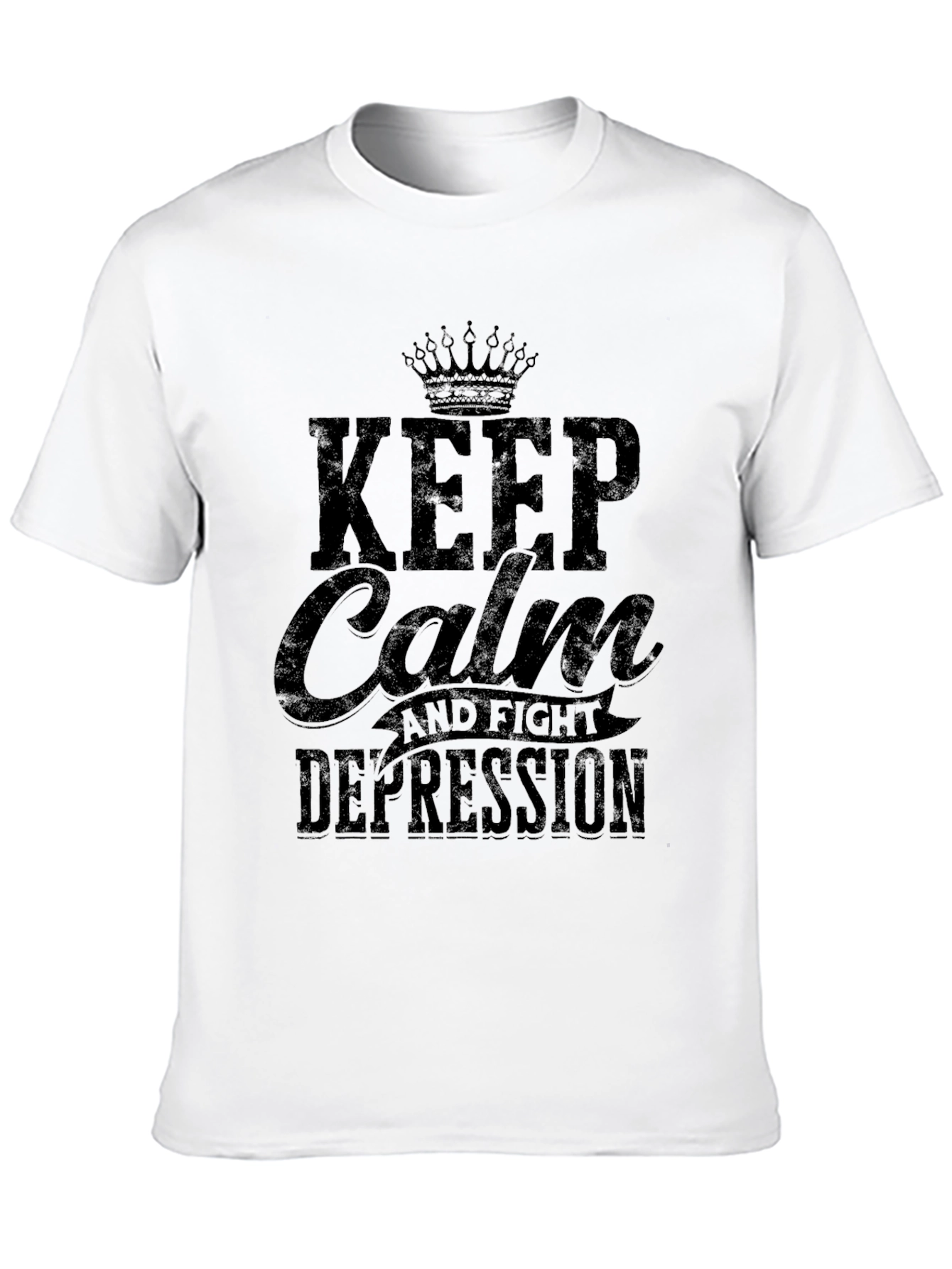 Keep Calm and Fight Depression Black Graphic Tee