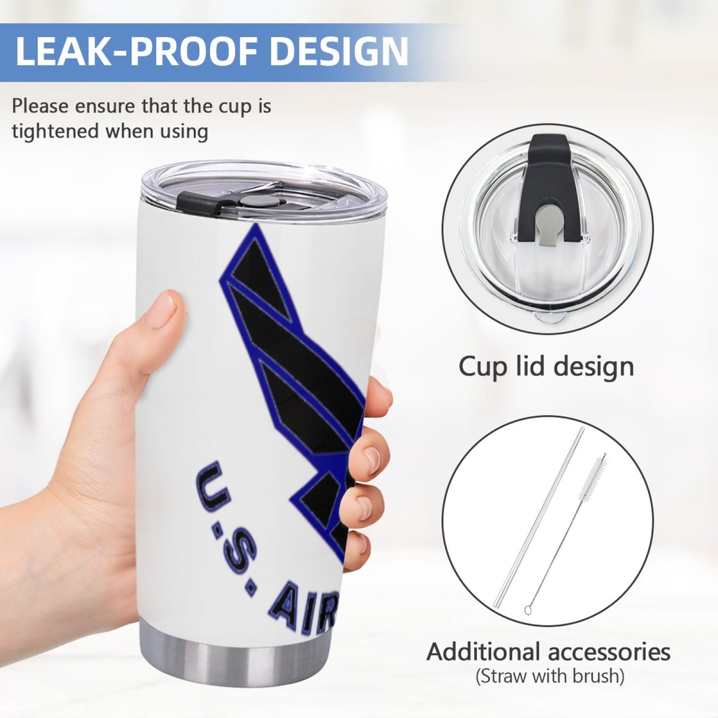Insulated Stainless Steel Travel Tumbler - Graphic Design Leak-Proof Cup