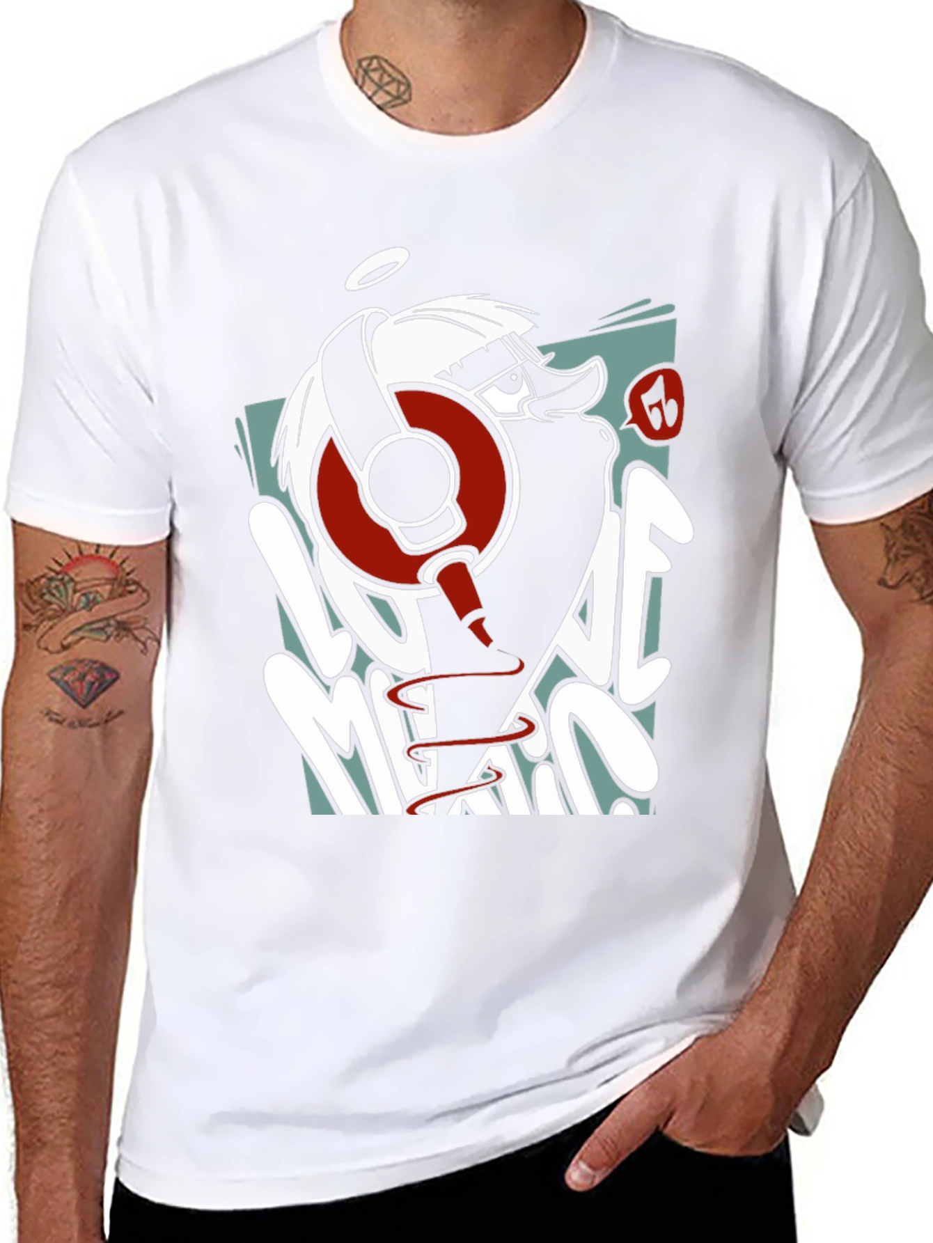 Cool Cartoon Duck DJ Black Graphic Tee