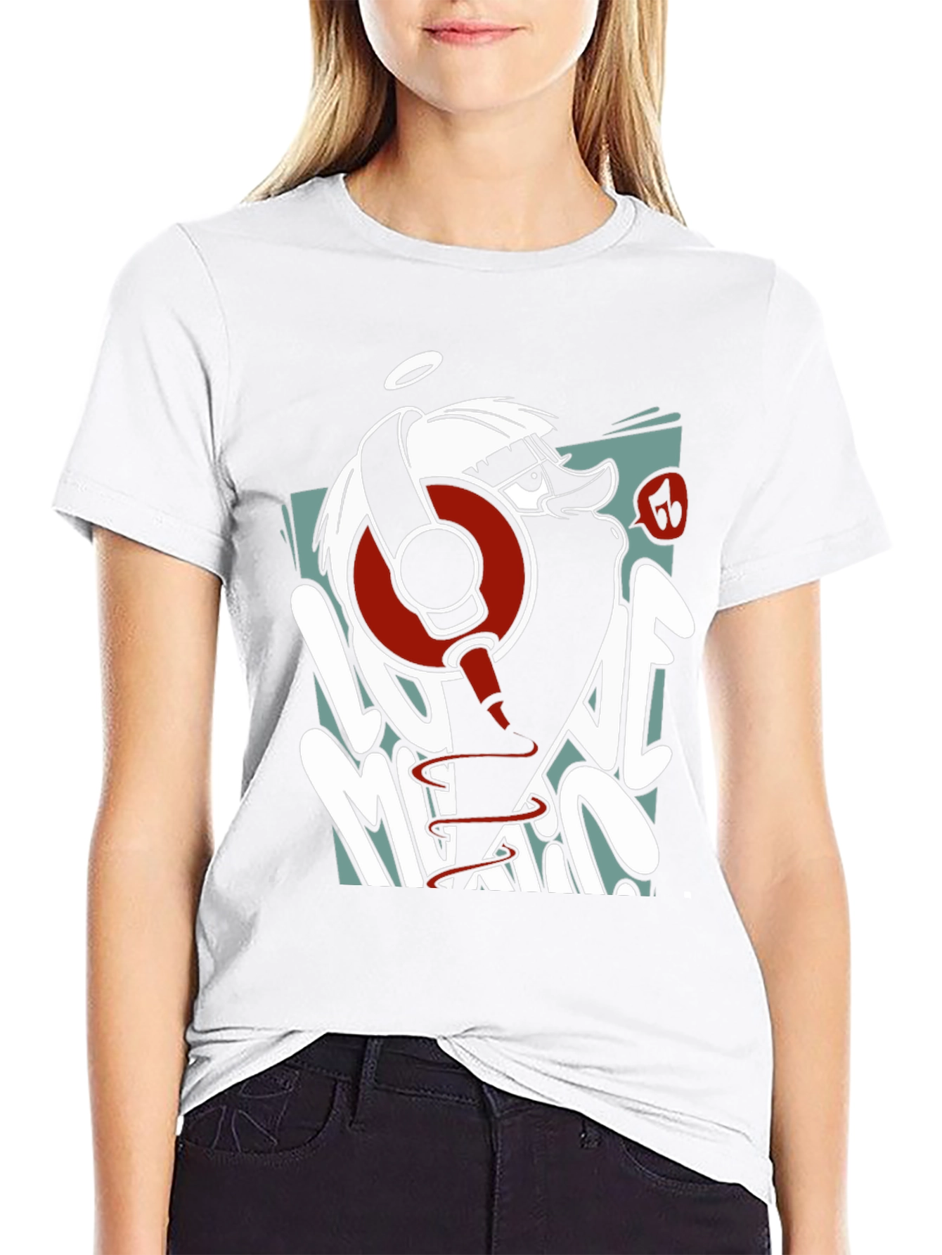 Cool Cartoon Duck DJ Black Graphic Tee