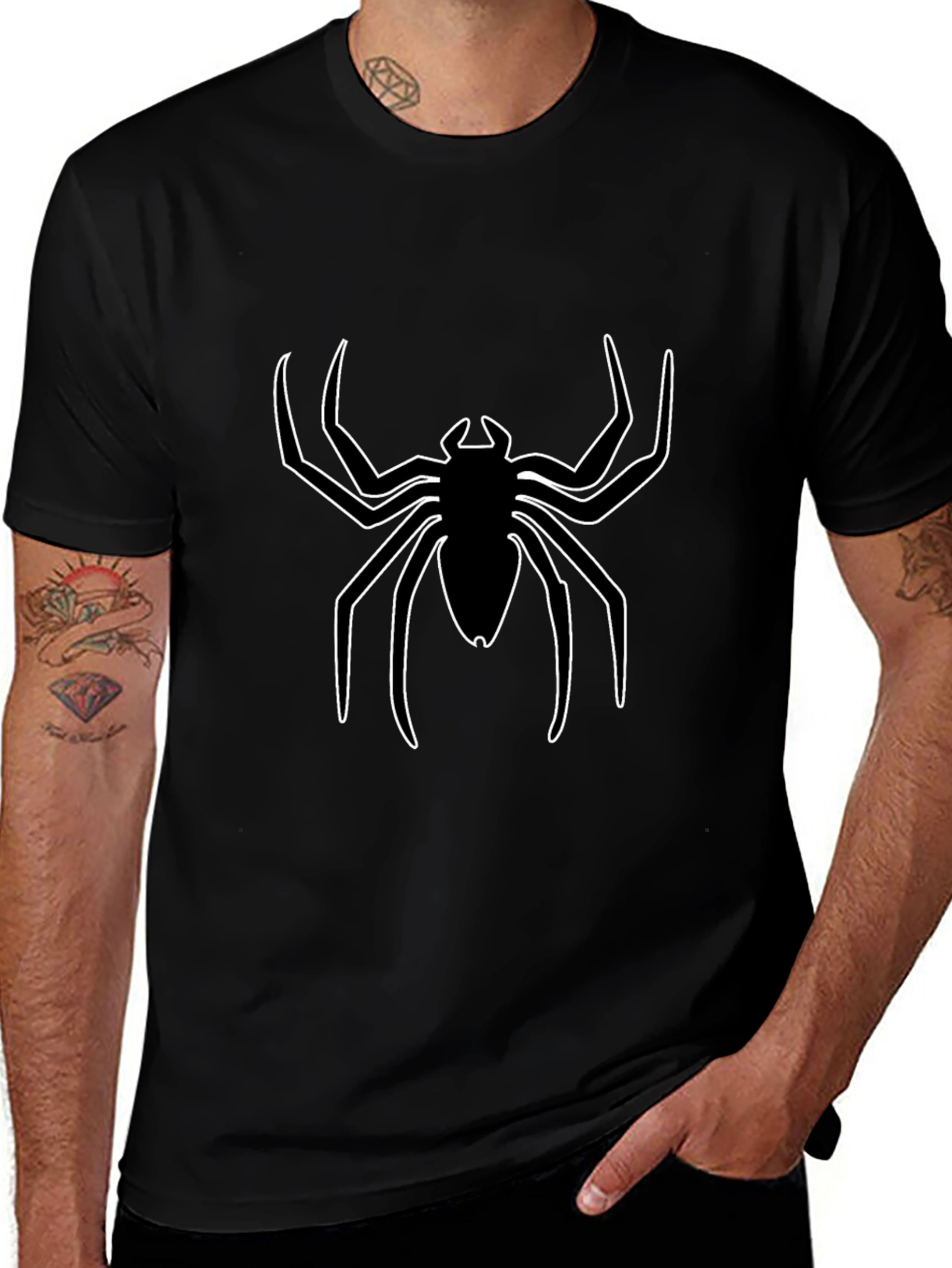 Spider Logo Black T-Shirt - Mens Graphic Tee