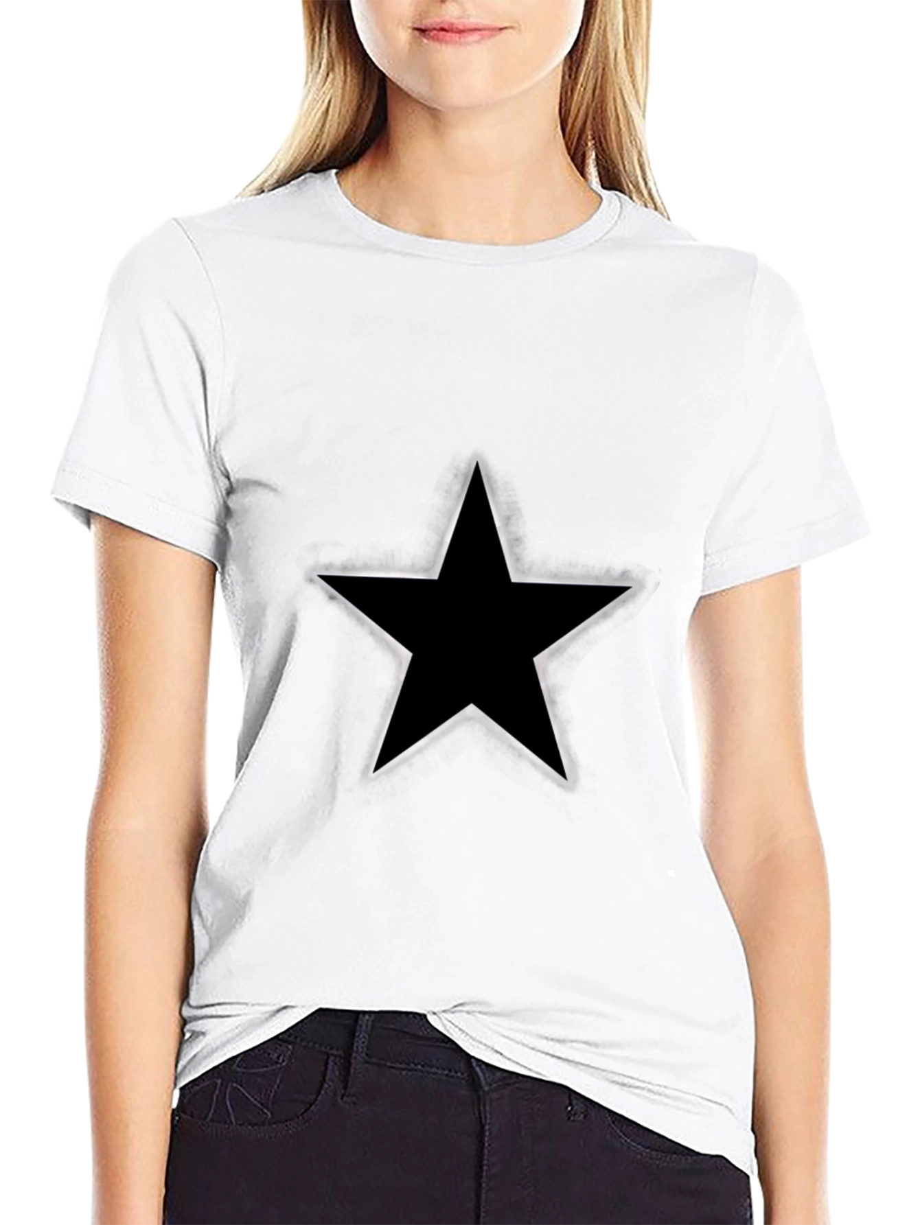 Mens Black Star Graphic T-Shirt - Casual Style