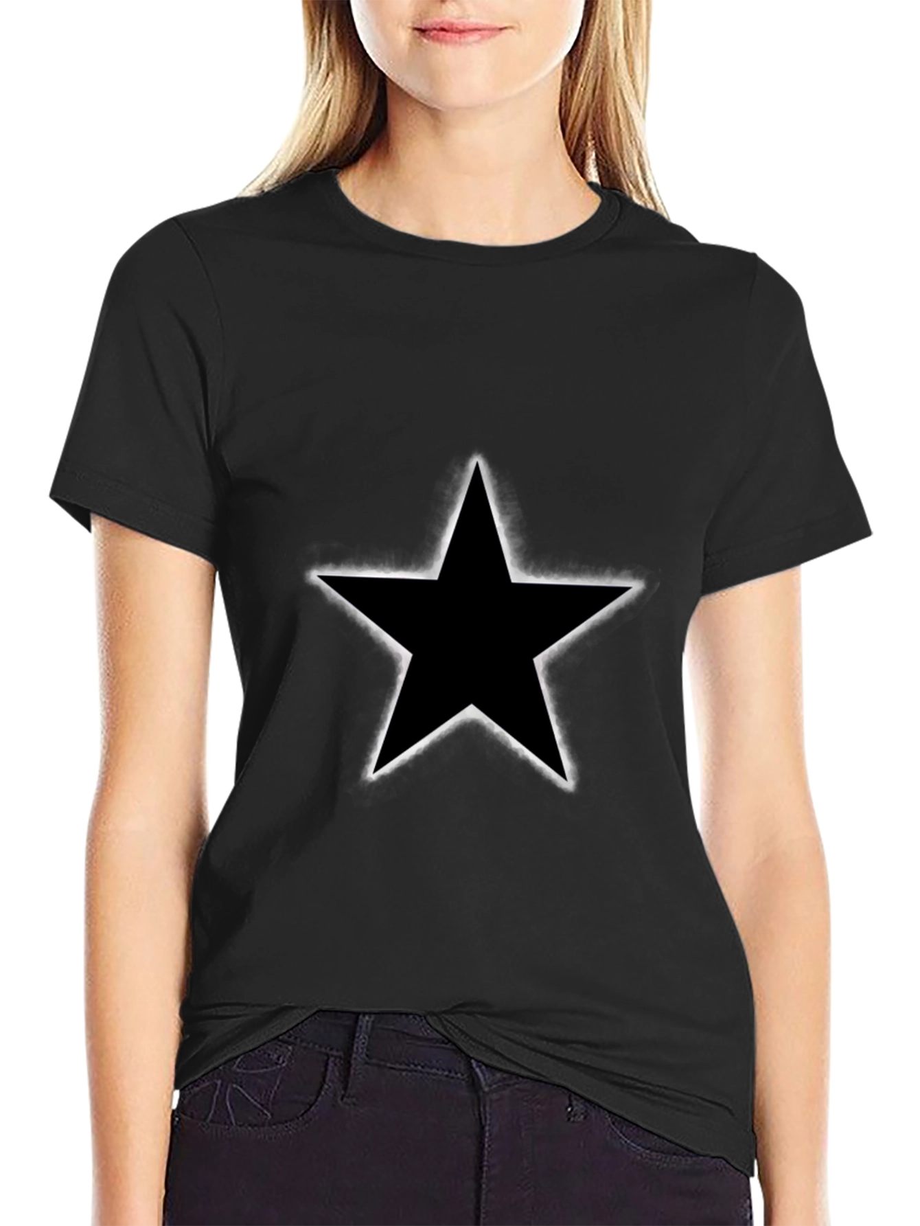 Mens Black Star Graphic T-Shirt - Casual Style