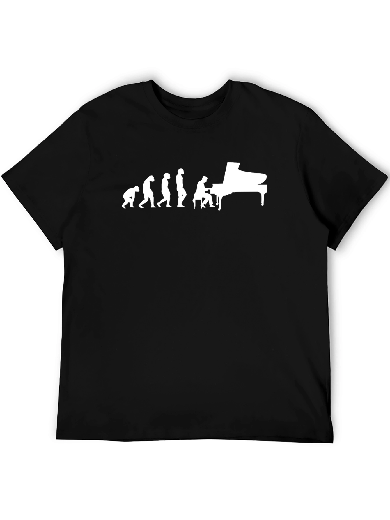 Evolution of Piano Player Black T-Shirt