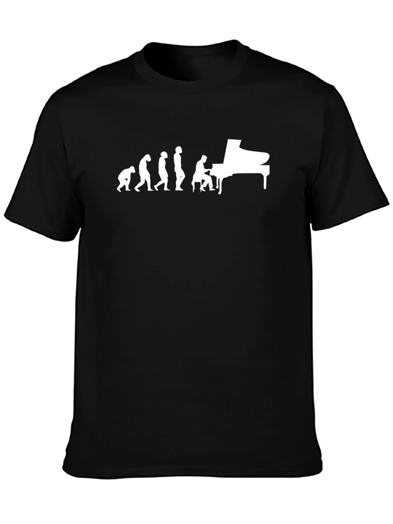 Evolution of Piano Player Black T-Shirt