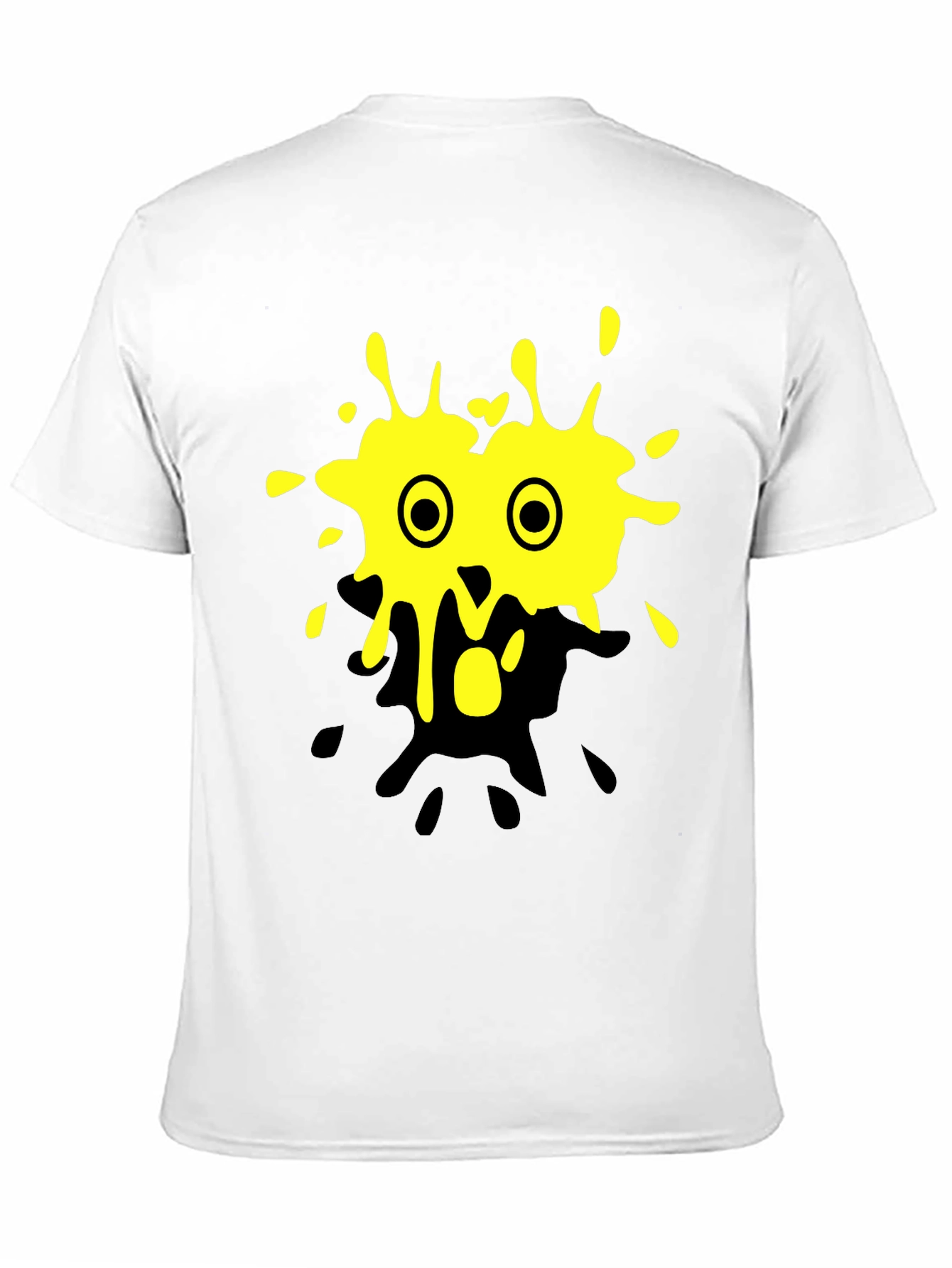 Yellow Splatter Monster Graphic Black T-Shirt