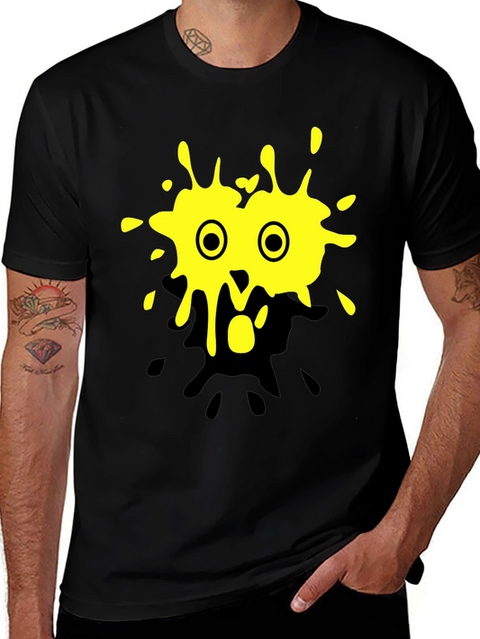 Yellow Splatter Monster Graphic Black T-Shirt