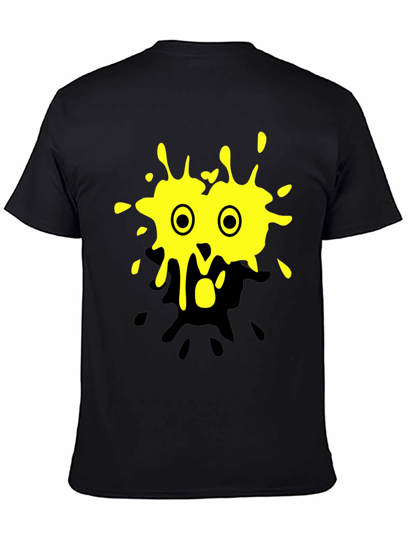 Yellow Splatter Monster Graphic Black T-Shirt