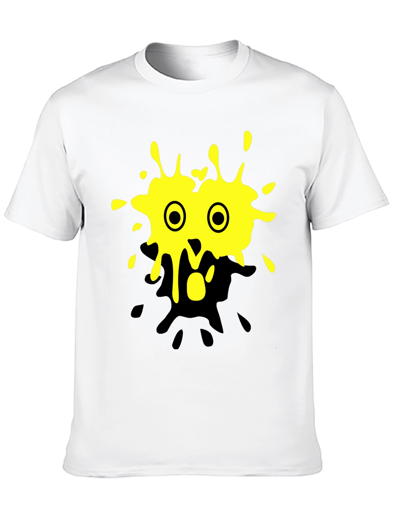 Yellow Splatter Monster Graphic Black T-Shirt