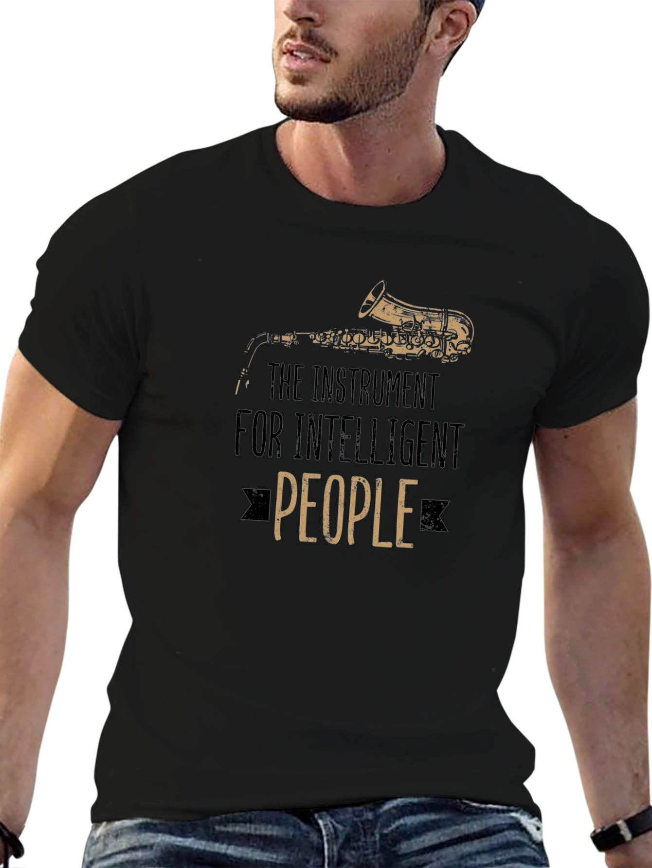 Intelligent People Saxophone Black T-Shirt