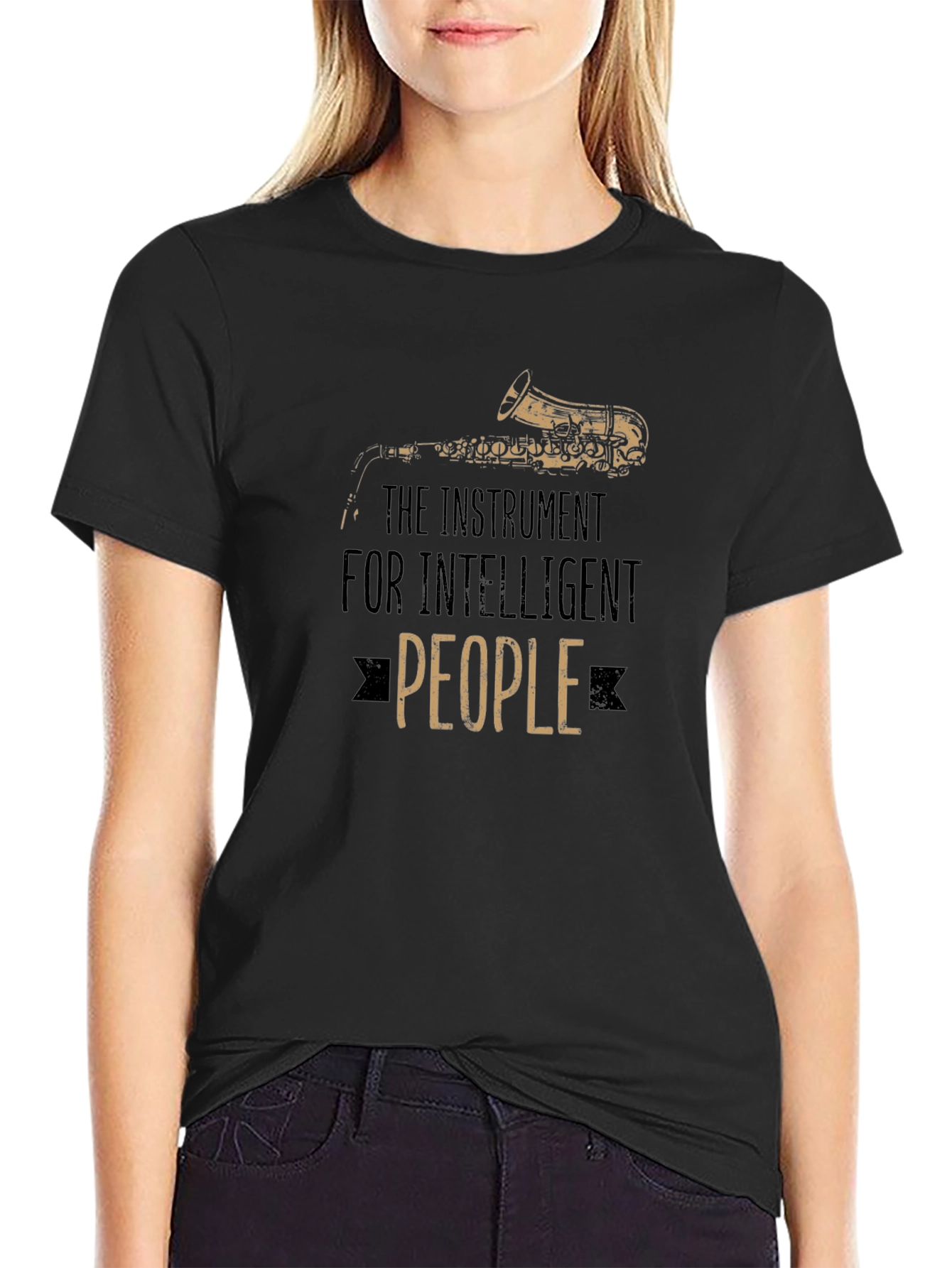 Intelligent People Saxophone Black T-Shirt