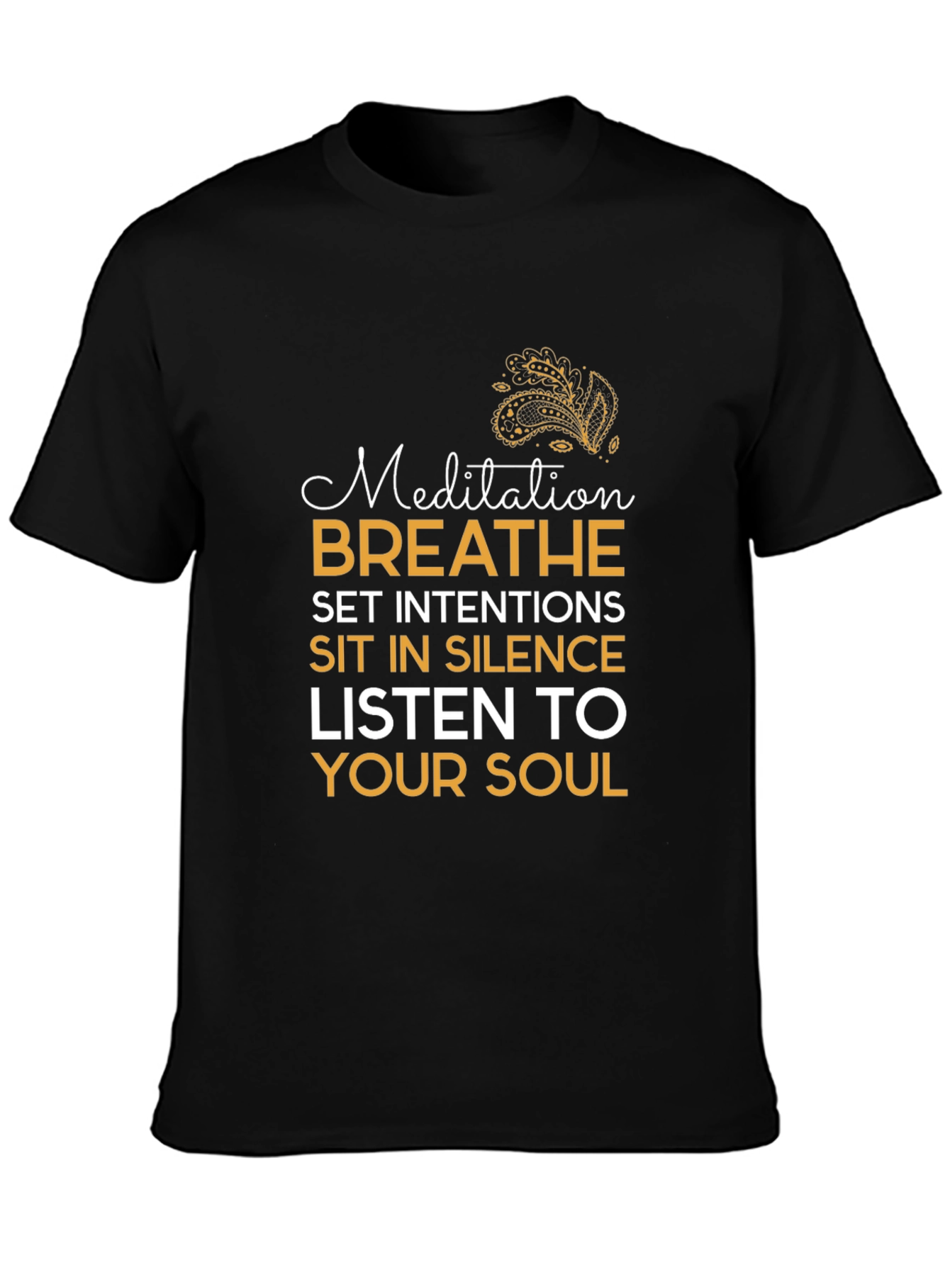 Meditation Slogan Graphic Black T-Shirt
