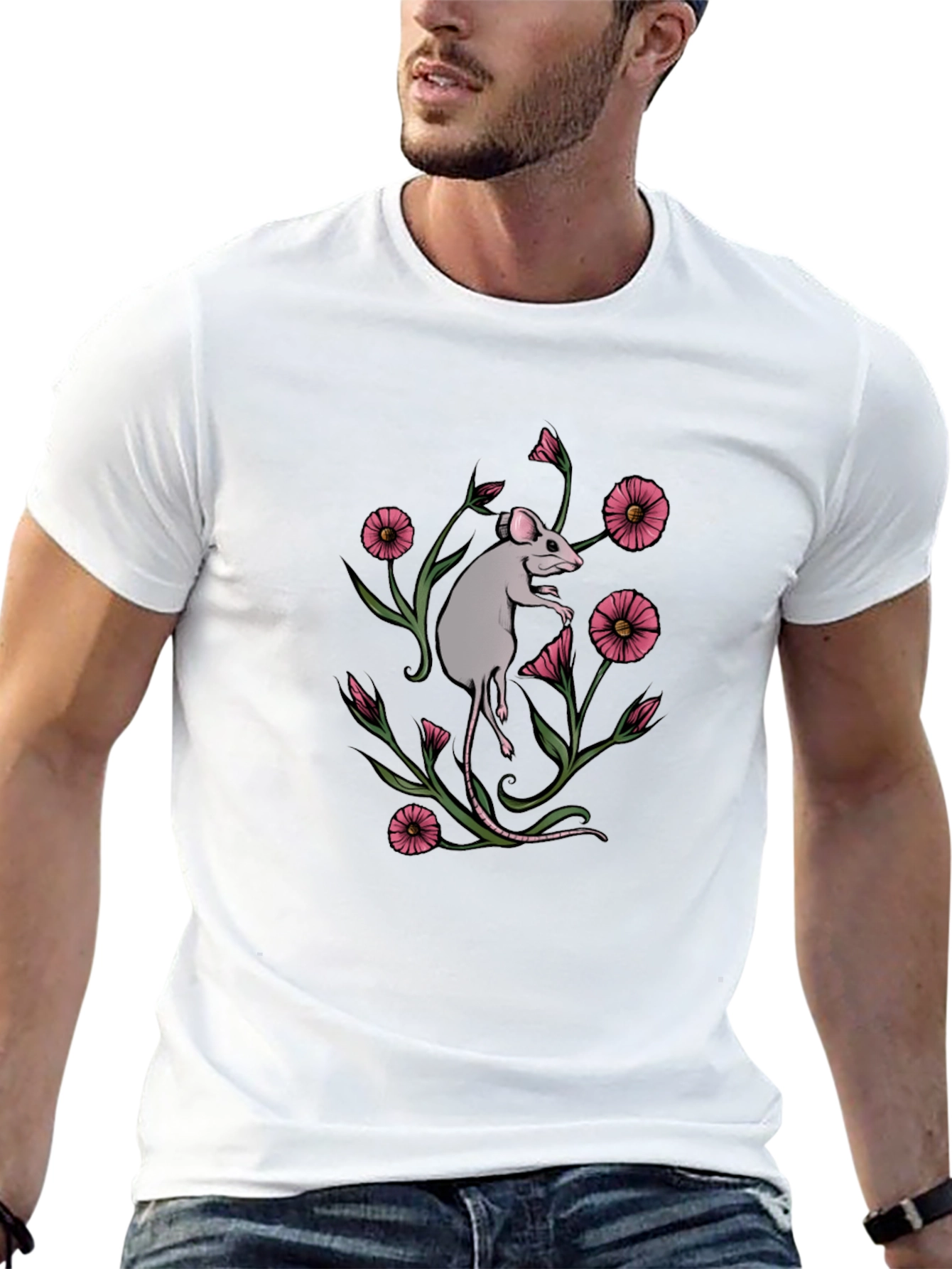 Mouse and Flower Graphic Tee