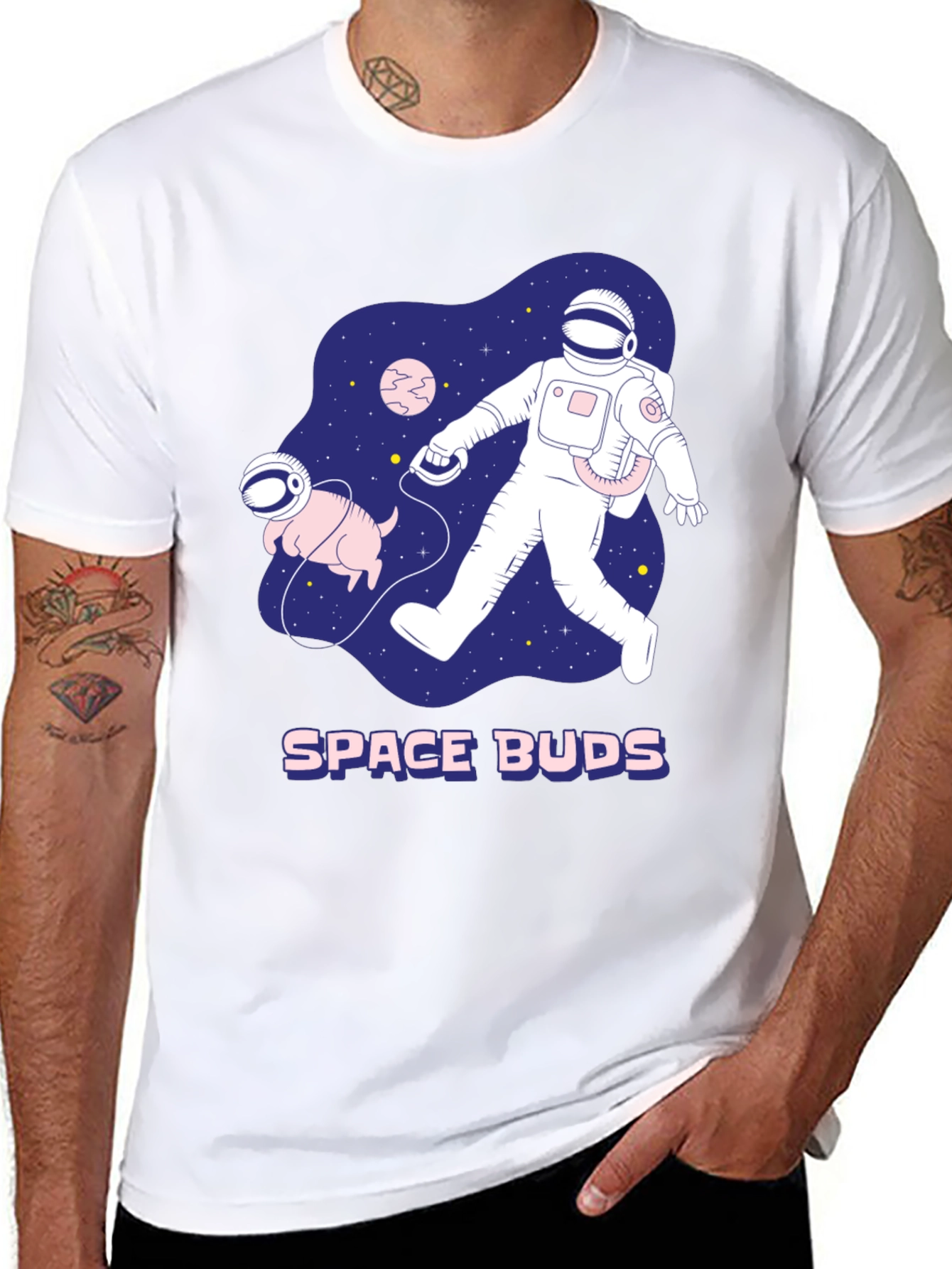 Space Buds Graphic T-Shirt - Astronaut and Dog