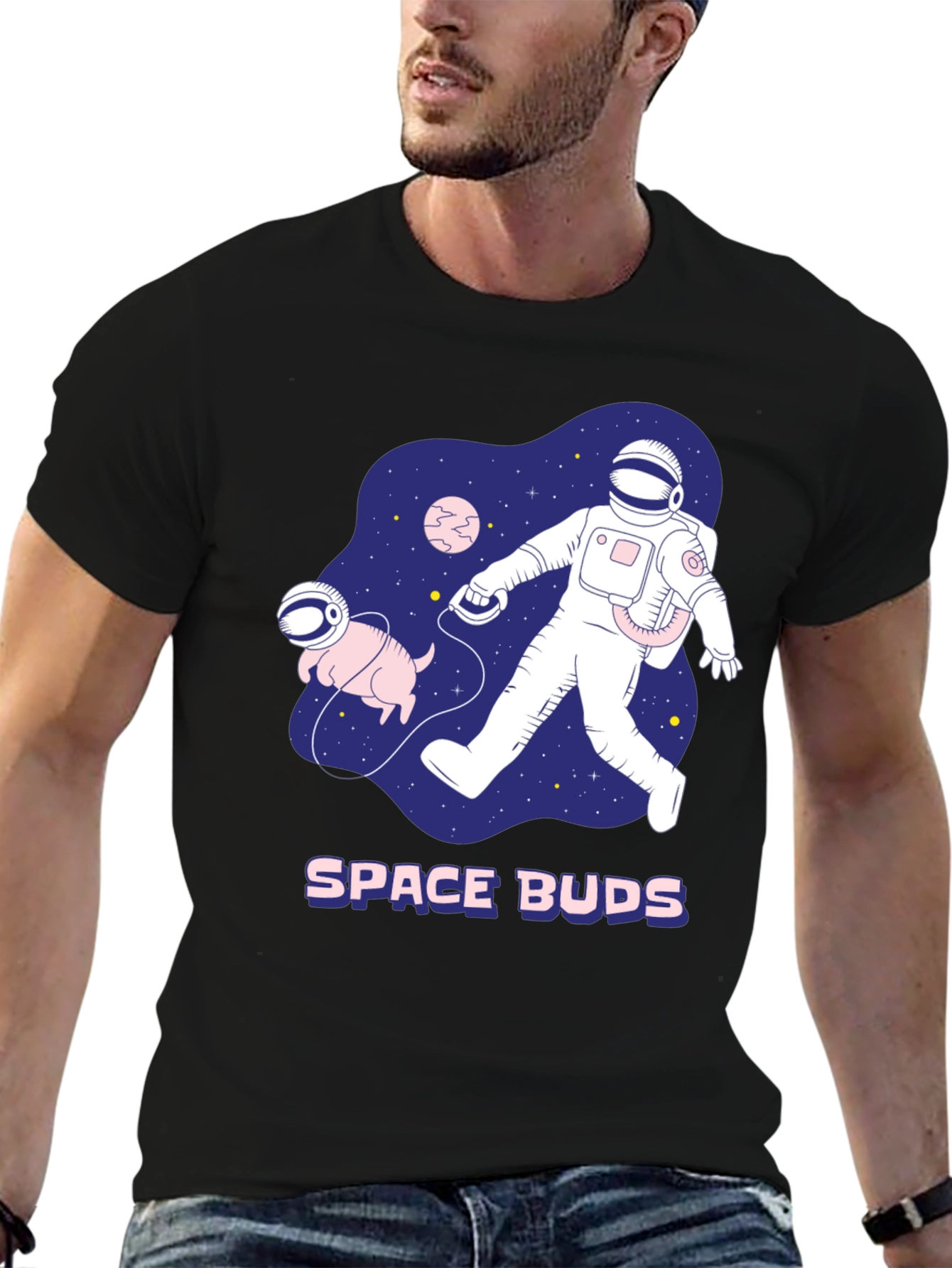 Space Buds Graphic T-Shirt - Astronaut and Dog