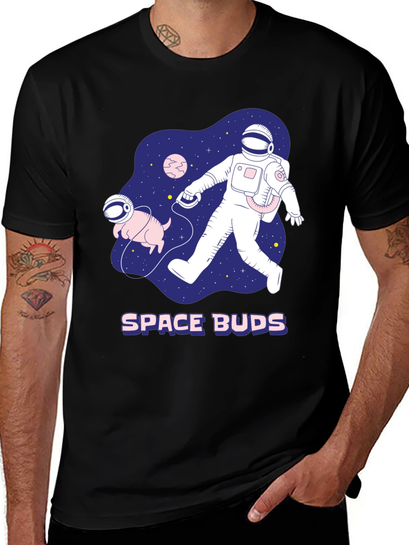 Space Buds Graphic T-Shirt - Astronaut and Dog