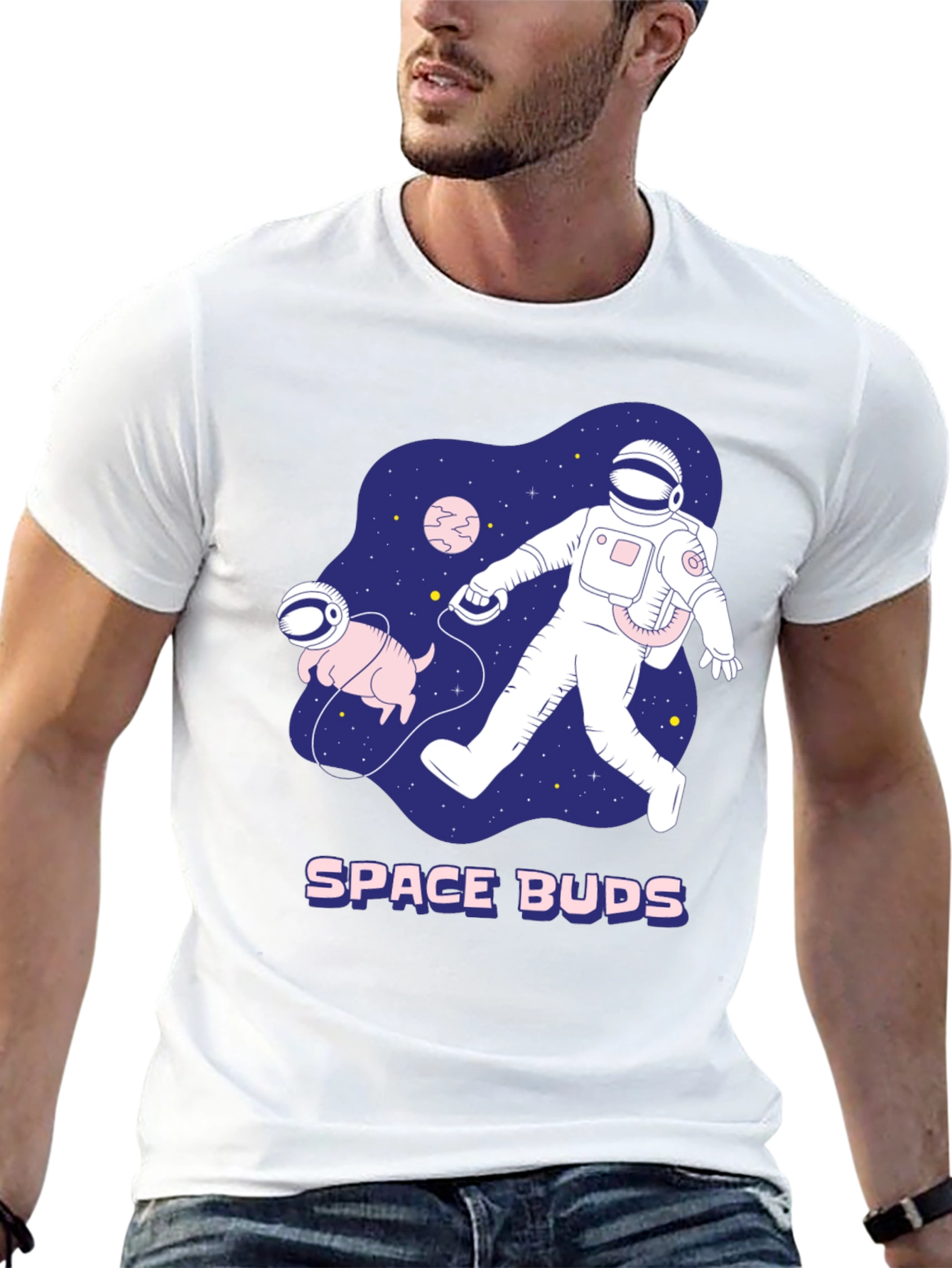 Space Buds Graphic T-Shirt - Astronaut and Dog