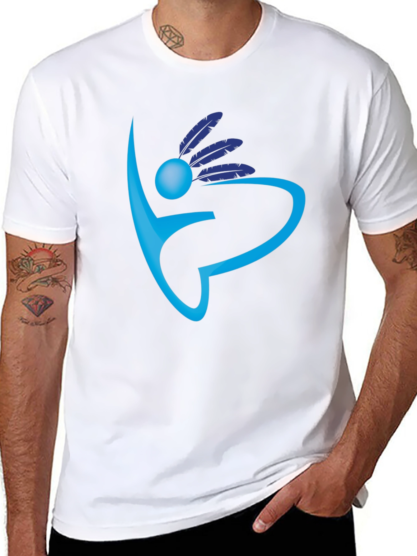 Abstract Feather Graphic Print T-Shirt