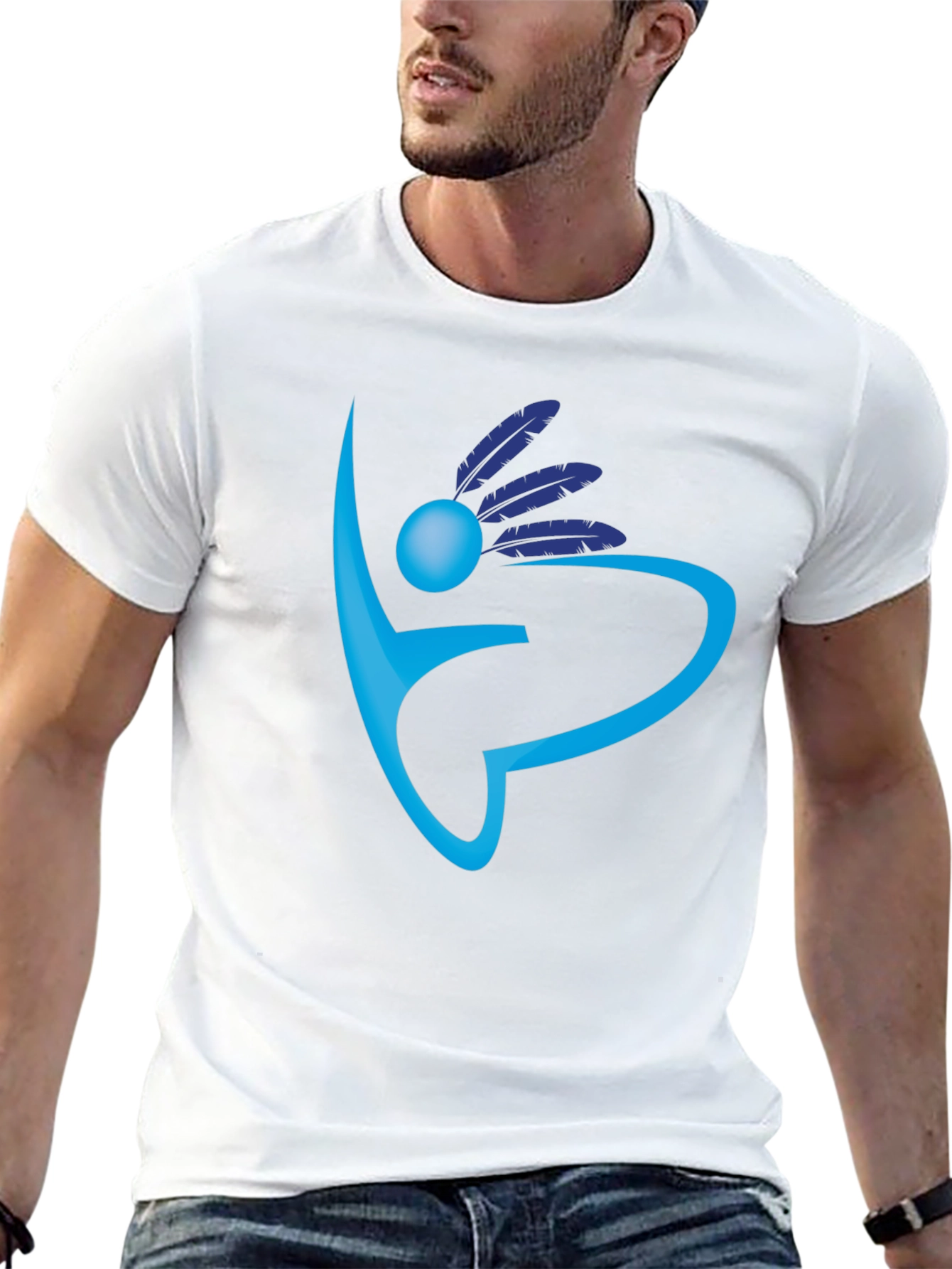 Abstract Feather Graphic Print T-Shirt