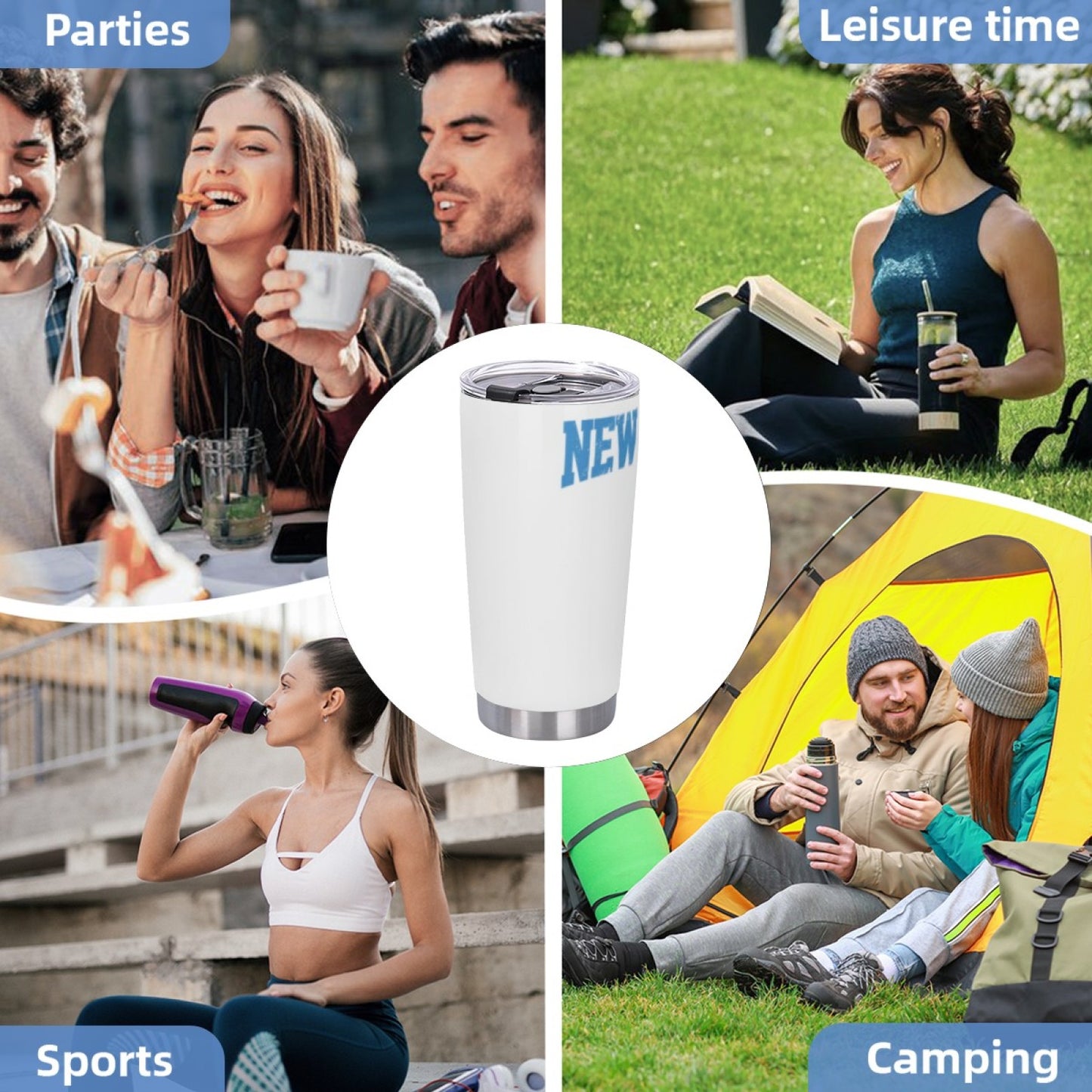 Trendy Insulated Travel Tumbler - Stainless Steel Graphic Design Drinkware