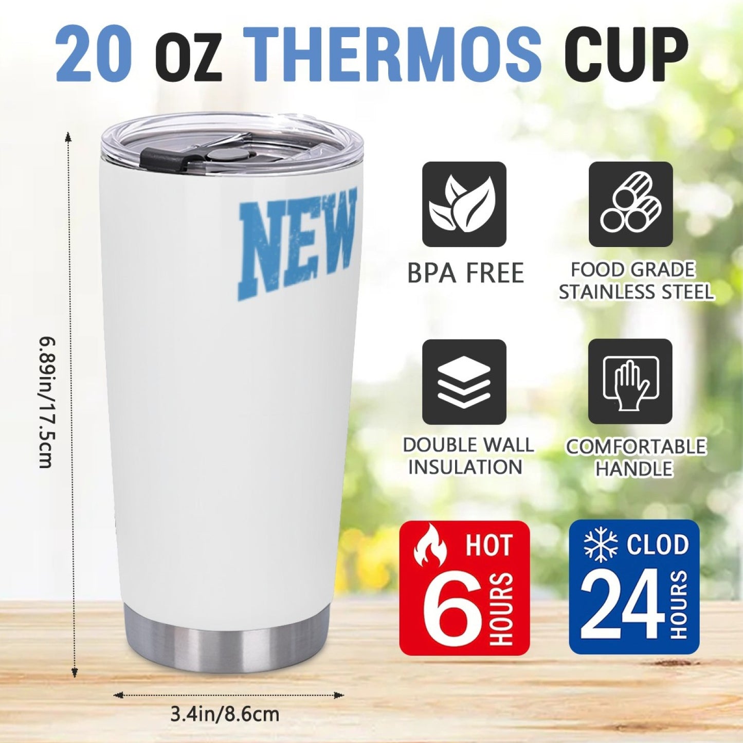 Trendy Insulated Travel Tumbler - Stainless Steel Graphic Design Drinkware