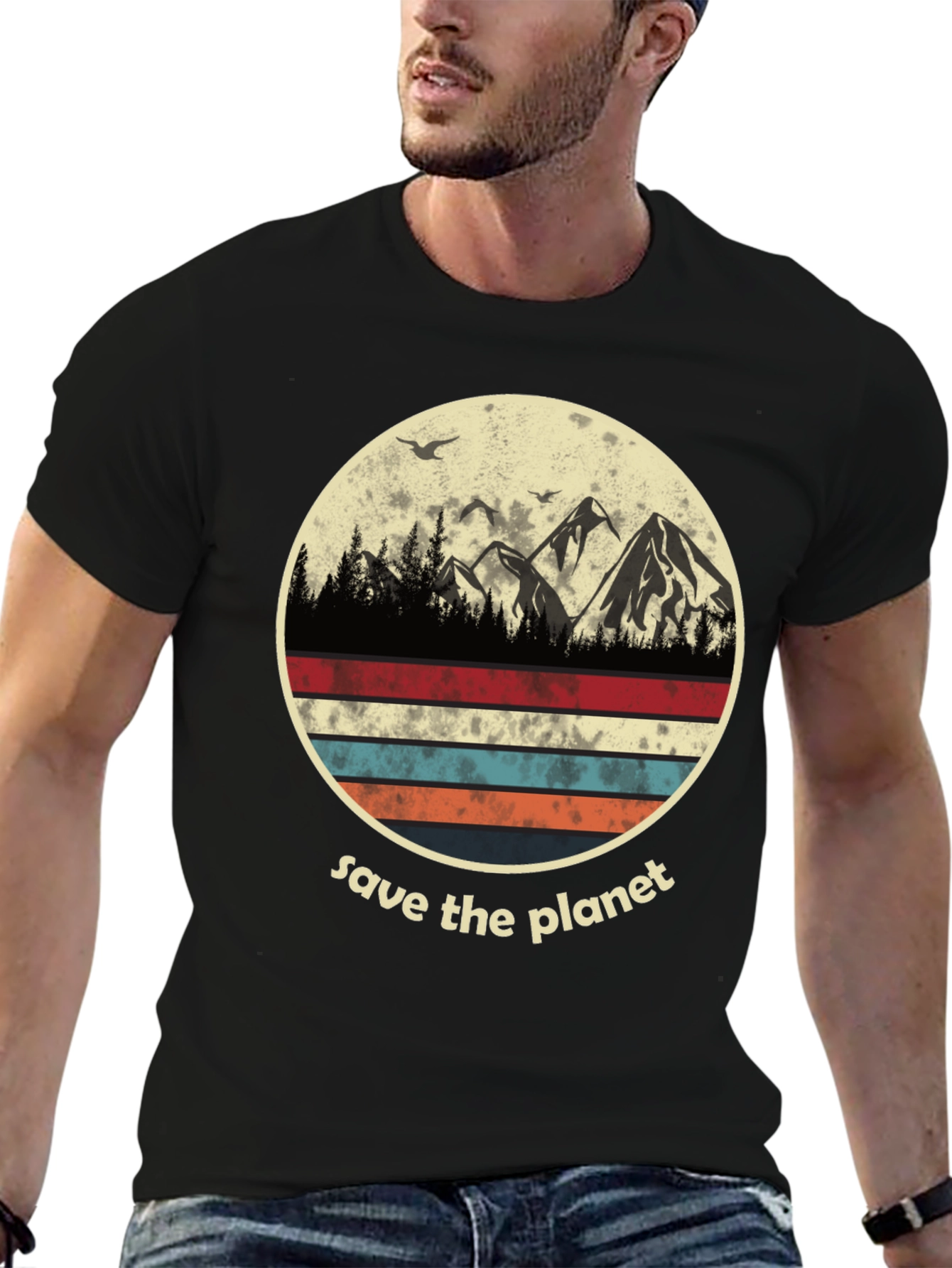 Save the Planet Graphic Tee - Mountain Scene