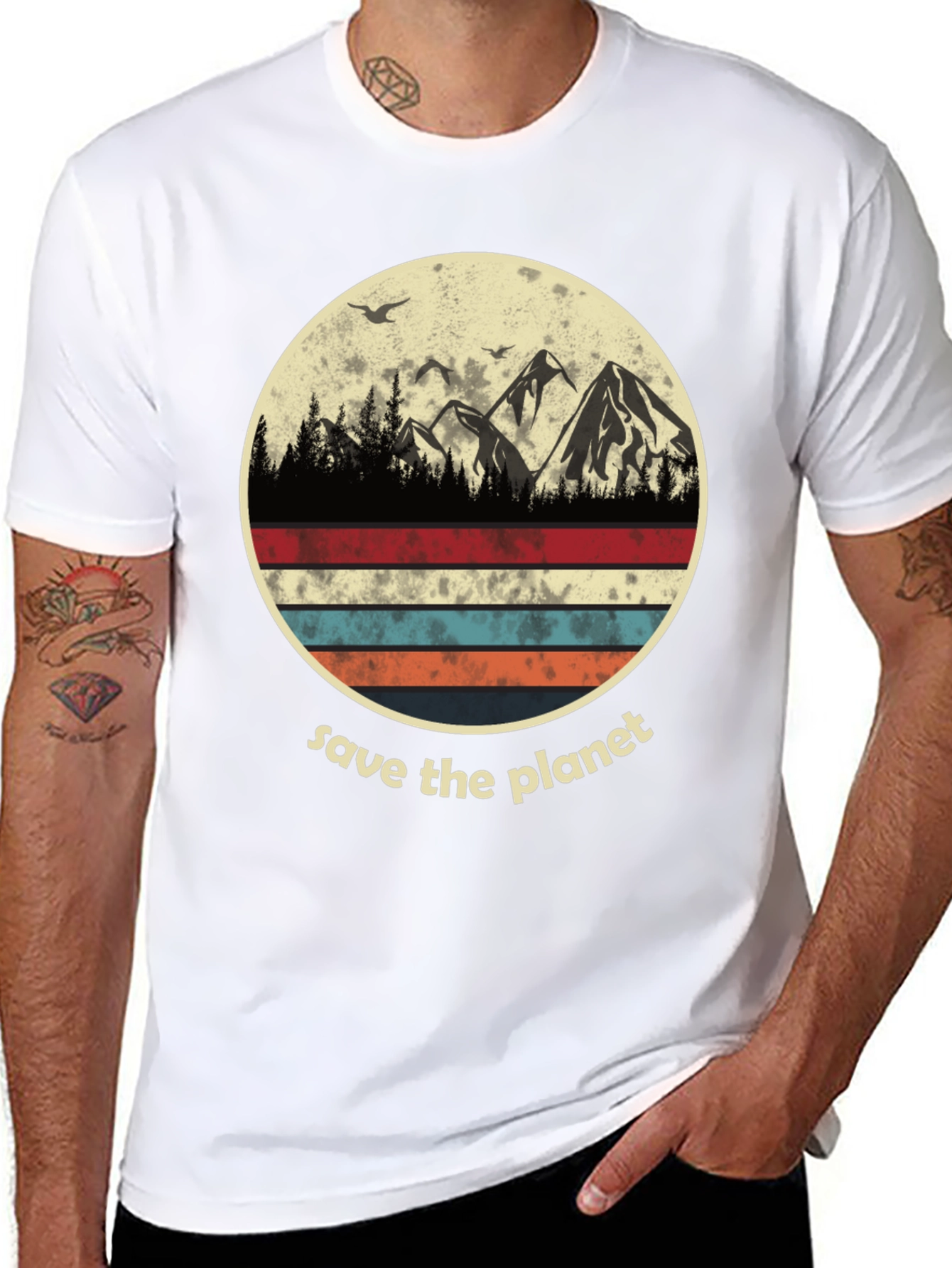 Save the Planet Graphic Tee - Mountain Scene