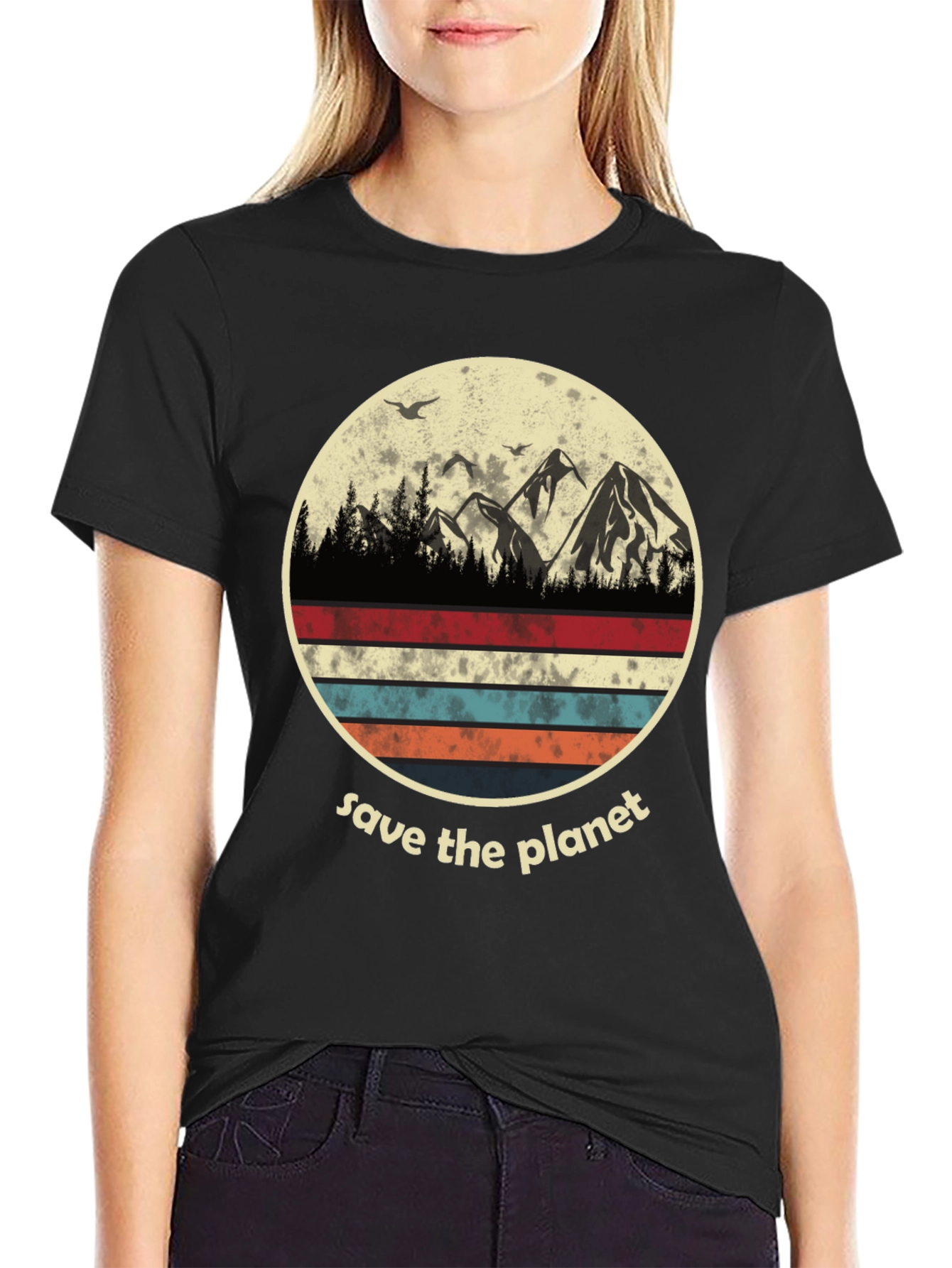 Save the Planet Graphic Tee - Mountain Scene