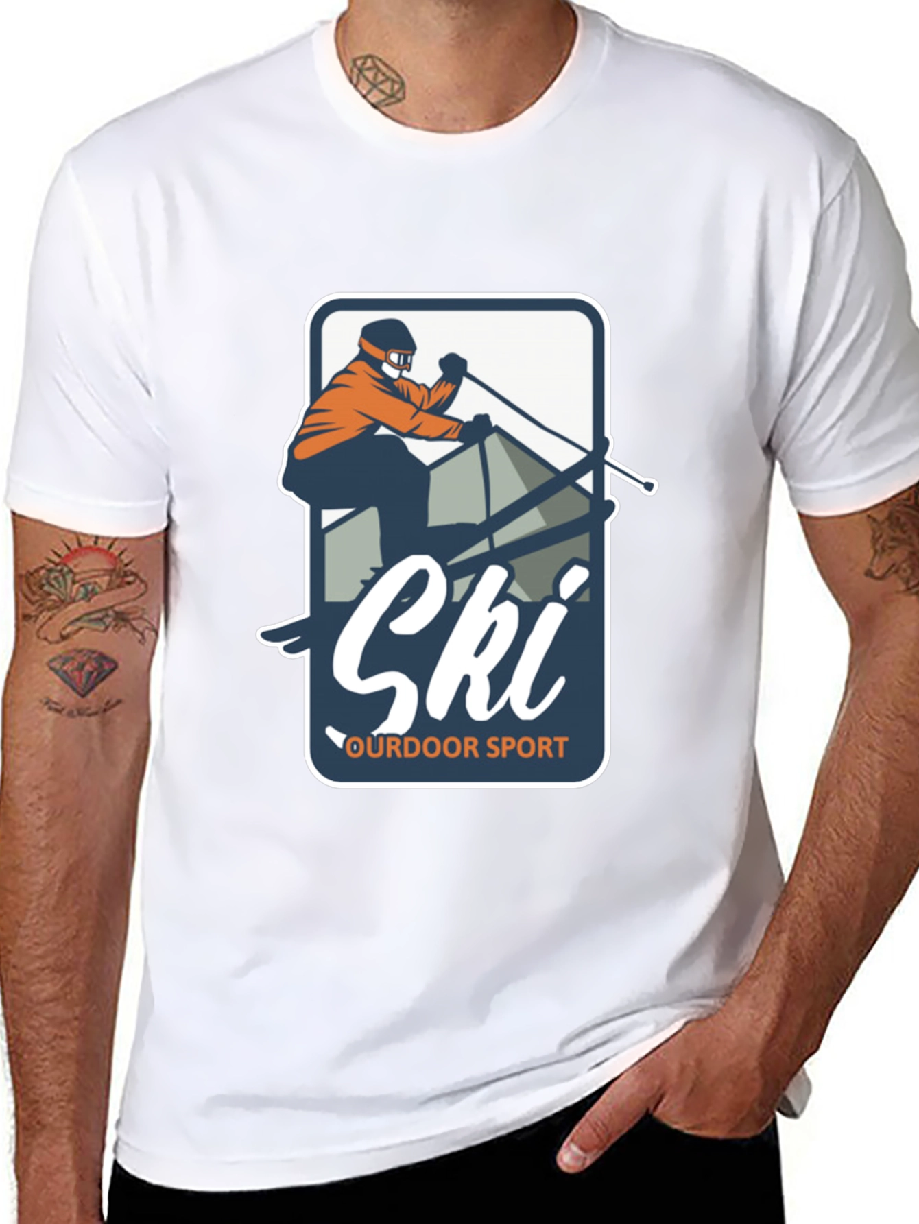 Mens Ski Outdoor Sport T-Shirt