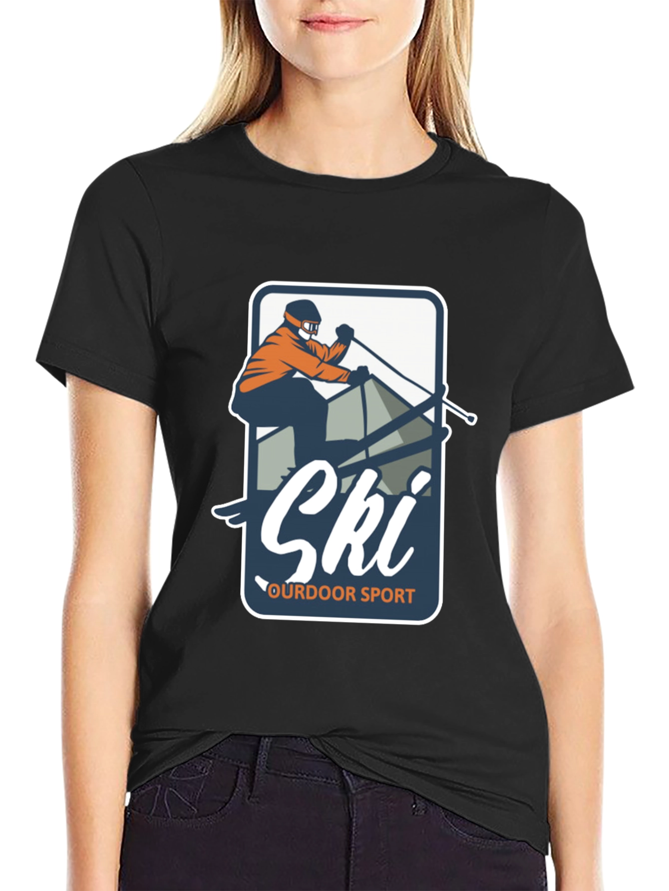 Mens Ski Outdoor Sport T-Shirt
