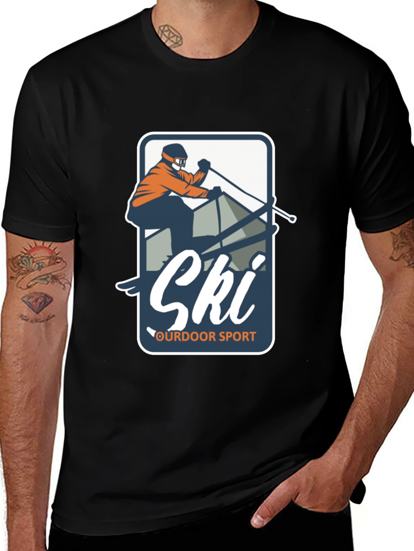 Mens Ski Outdoor Sport T-Shirt