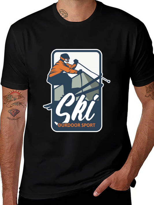 Mens Ski Outdoor Sport T-Shirt