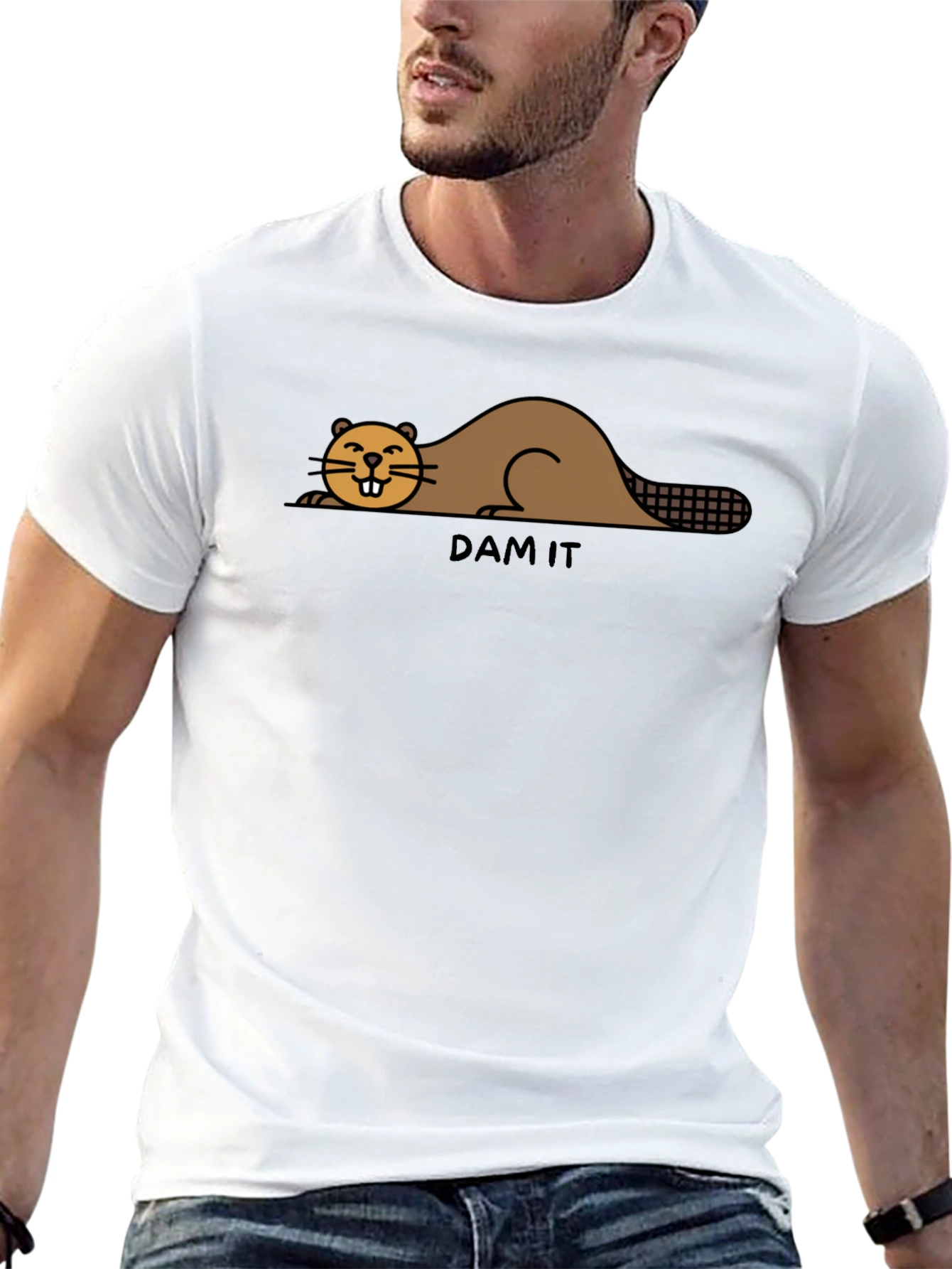 Funny Beaver Dam It Graphic T-Shirt