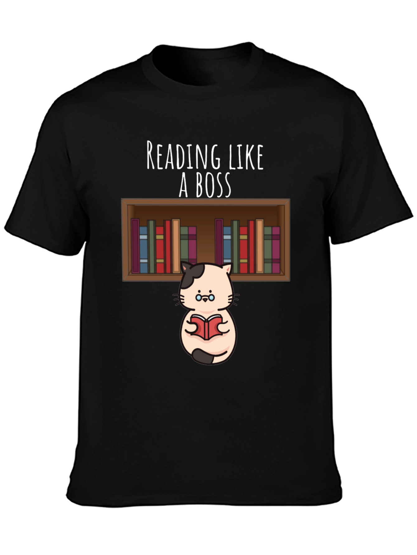 Reading Like A Boss T-Shirt - Cat With Books