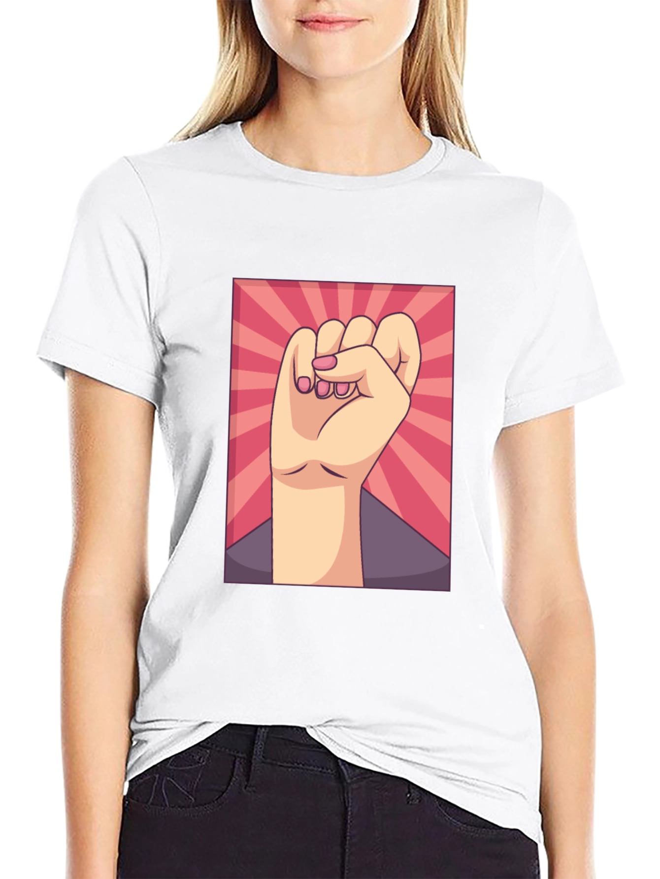 Empowered Fist Graphic Tee - Black Cotton Comfort