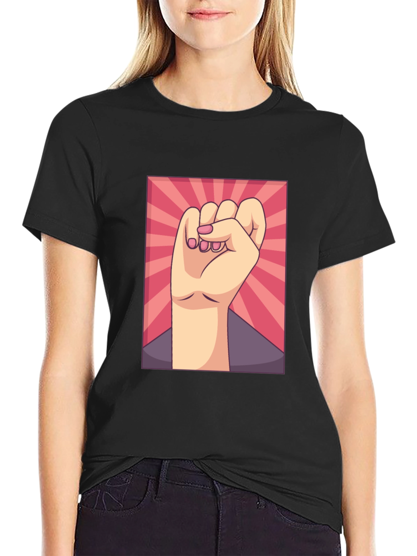 Empowered Fist Graphic Tee - Black Cotton Comfort