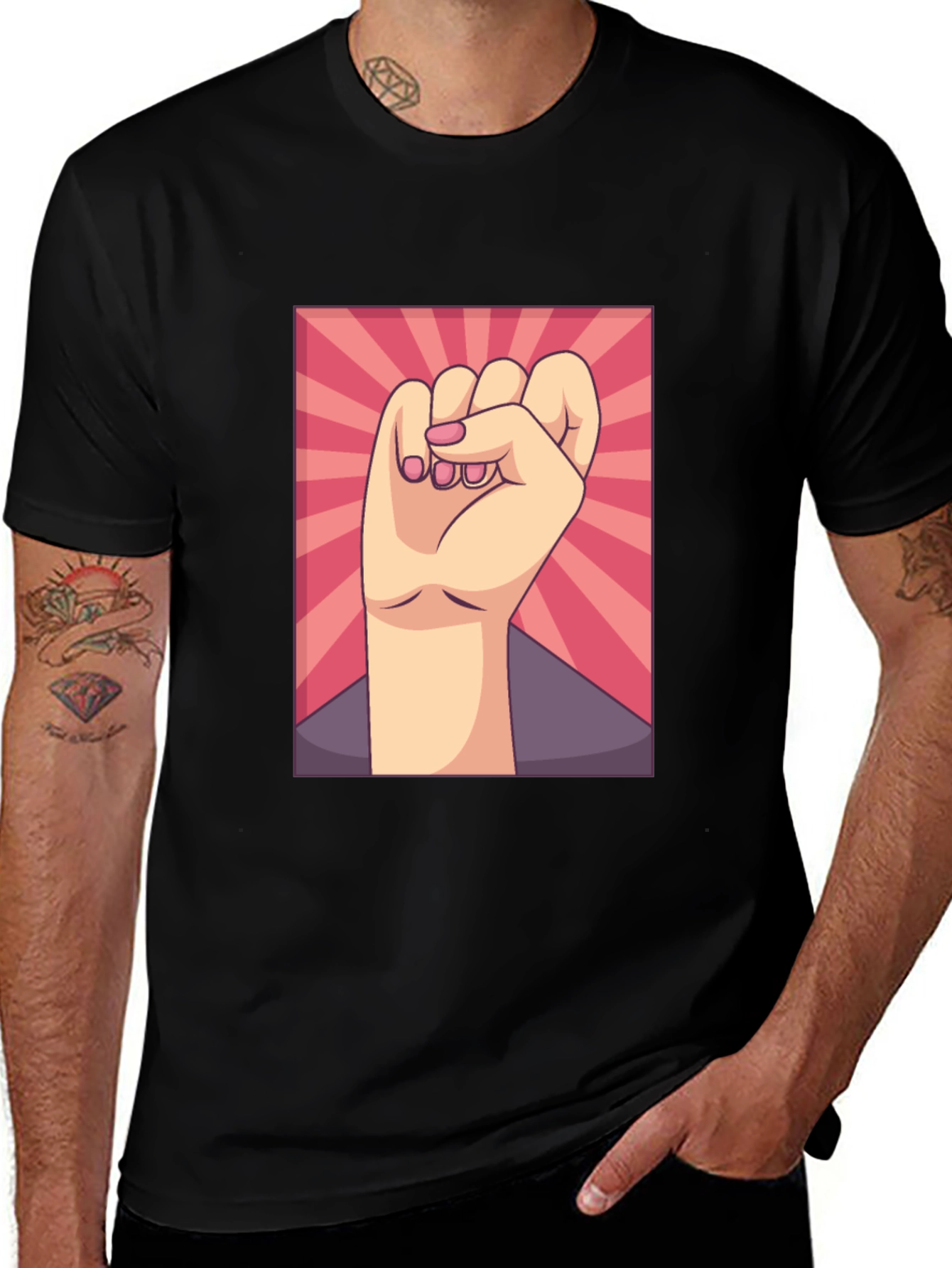 Empowered Fist Graphic Tee - Black Cotton Comfort