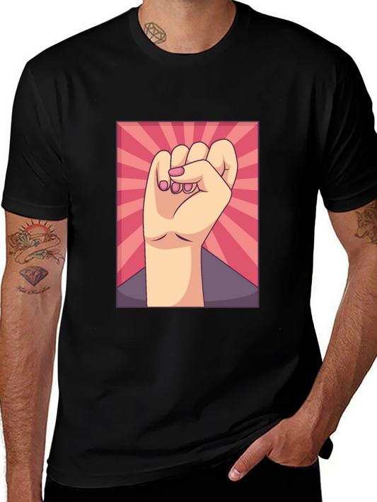 Empowered Fist Graphic Tee - Black Cotton Comfort